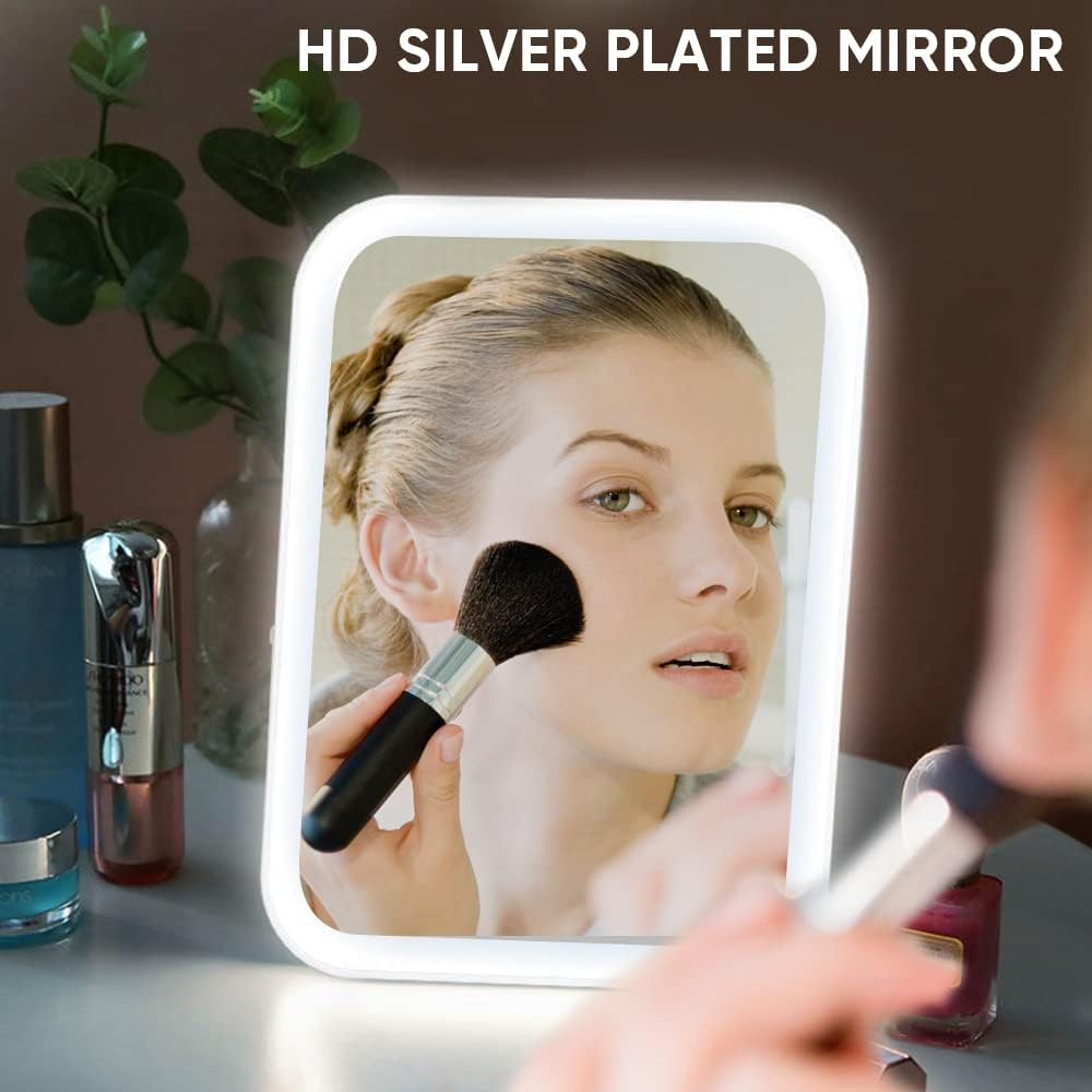 LETOUR Makeup Mirror with Light - 3 Modes Tabletop Mirror with Swivel Touch Dimming for Dressing & Makeup (Square) image number 6