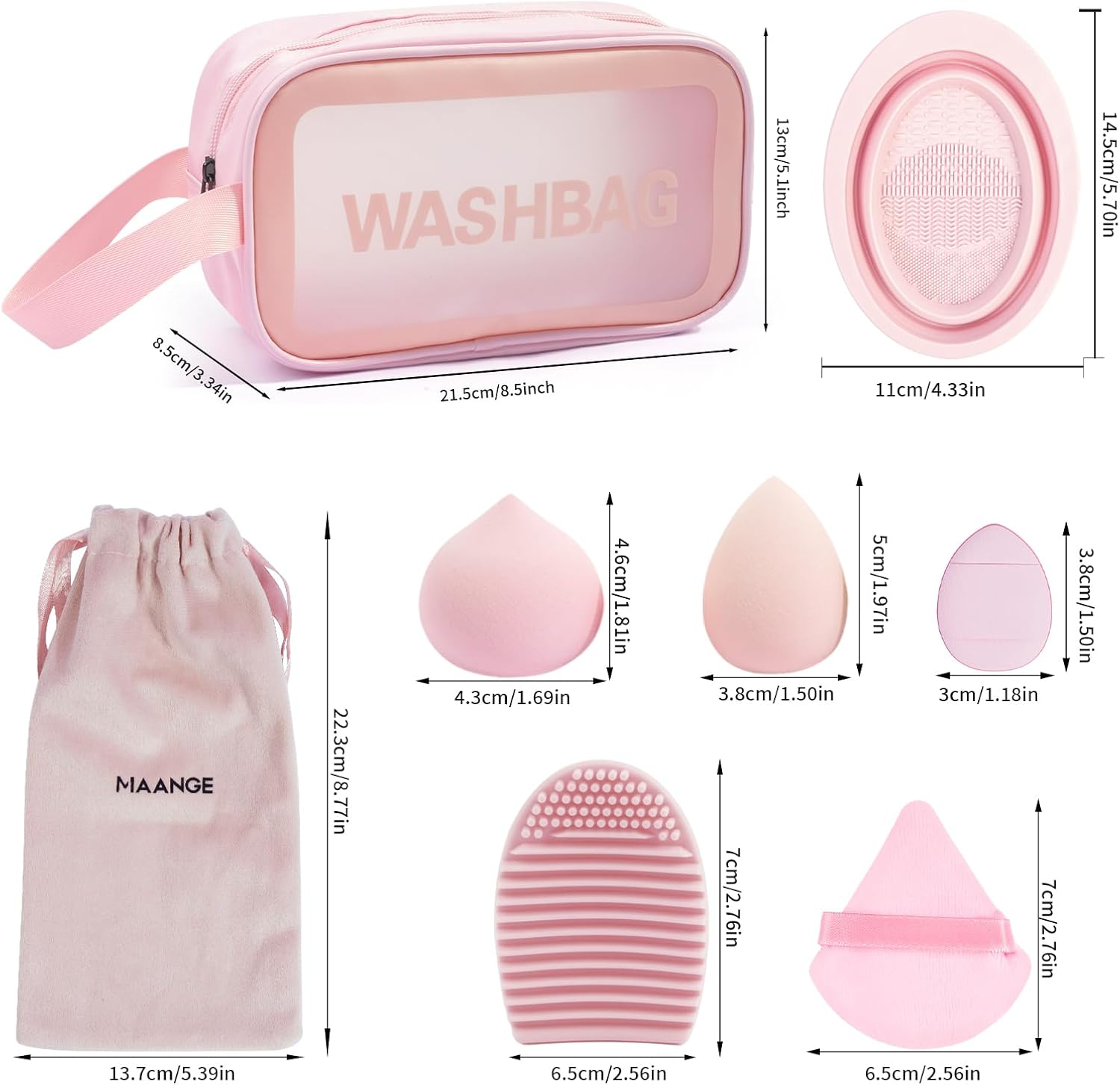 MAANGE Eye Makeup Brushes, 41 Pcs Premium Synthetic Precision Makeup Brush Set Contour Blush Eyeshadow Eyeliner Blending Make up Brush Kit (Pink, 41 Piece Set)