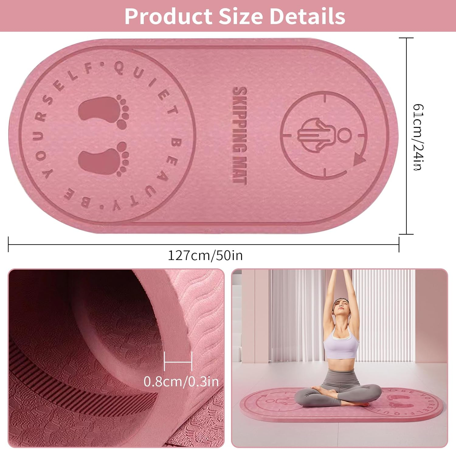 Jump Rope Mat, Shock Absorption Skipping Mat, Non-Slip Exercise Mat for Indoor Outdoor, Larger Fitness Pad, Professional Yoga Mat, Shock Absorption Rug for Sport, Durable Workout Jump Rope Pad image number 3