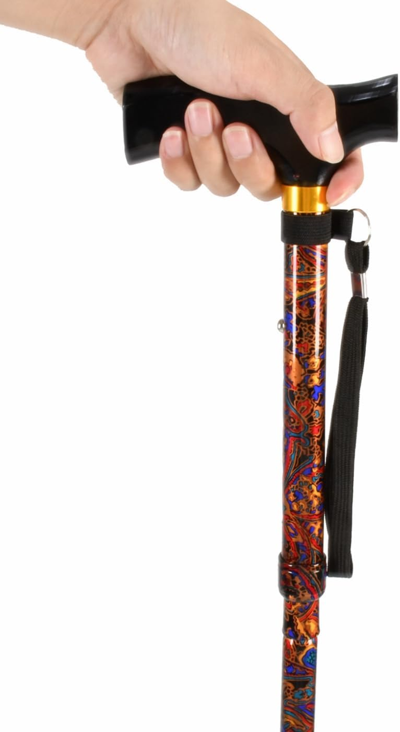 Foldable Walking Cane, Portable Hand Walking Stick, Walking Cane with Smooth Wood Handle, Adjustable Walking Cane, Folding Cane, Collapsible Canes for Seniors, Adjustable Cane image number 6