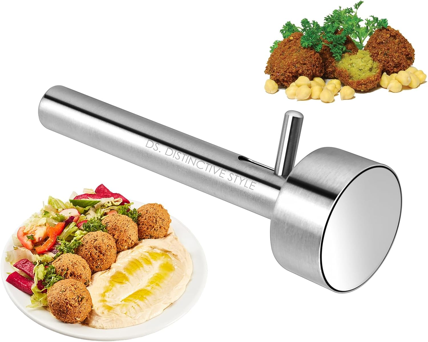 DS. DISTINCTIVE STYLE Falafel Scoop Mold Maker Tool 4 Cm Shaper Stainless Steel Easy to Use and Clean Non-Sticky Meatball Press Scoops image number 1