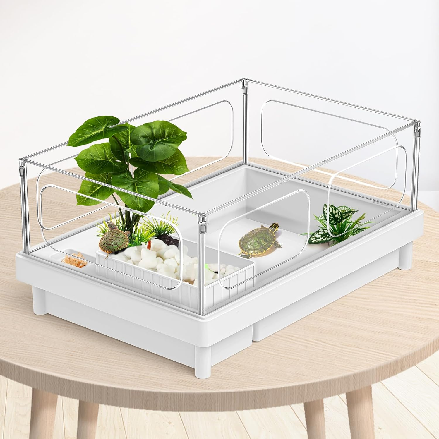 Reptile Artificial Plants, Terrarium Plants Decorations Supplies, Aquarium Fish Tank Plant, Amphibian Habitat Hideout Tank Accessories (M Set-2Pcs/D) image number 2