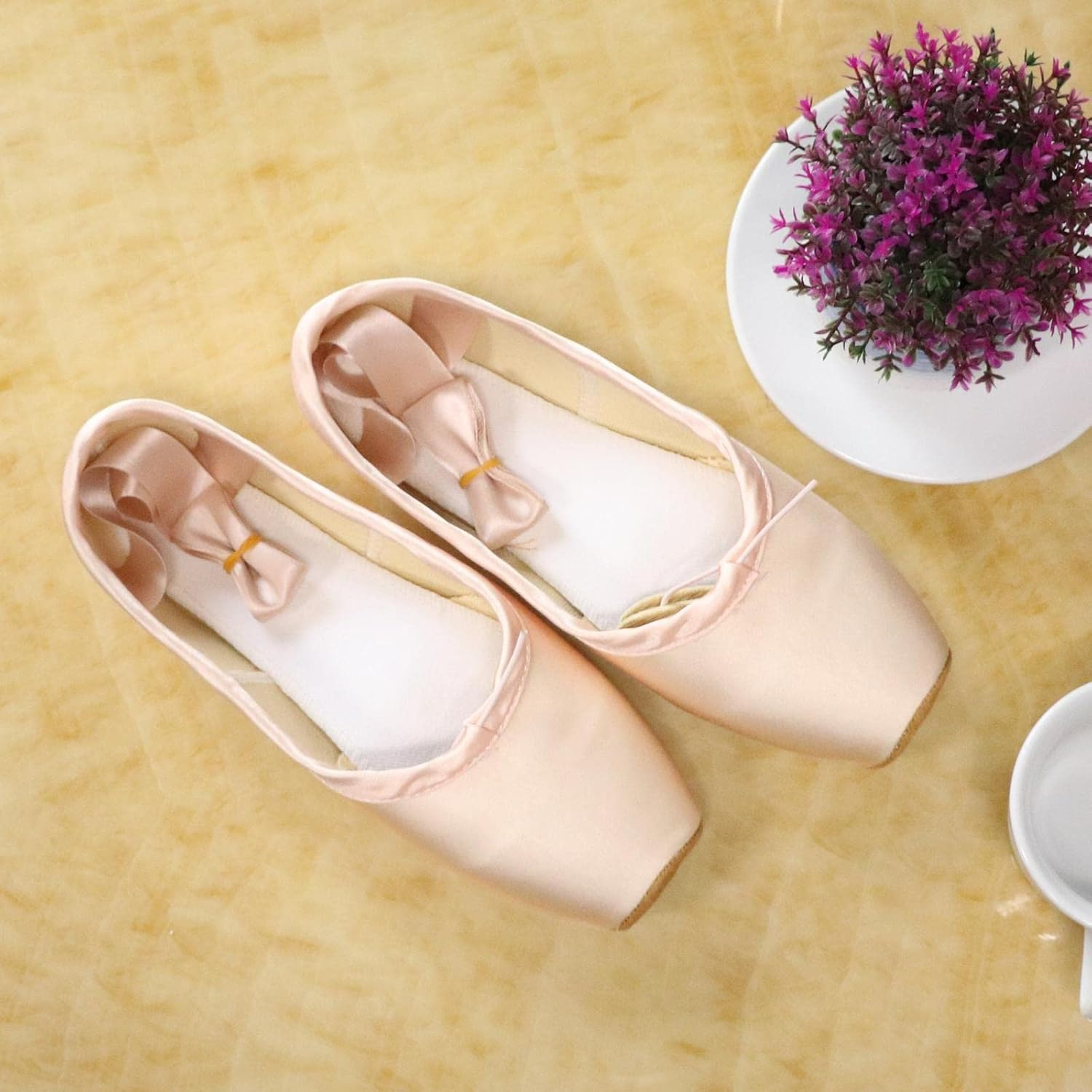 Ballet Pointe Footwear for Women and Girls in Pink with Pre-Attached Ribbons - 9-9.5 Us image number 4