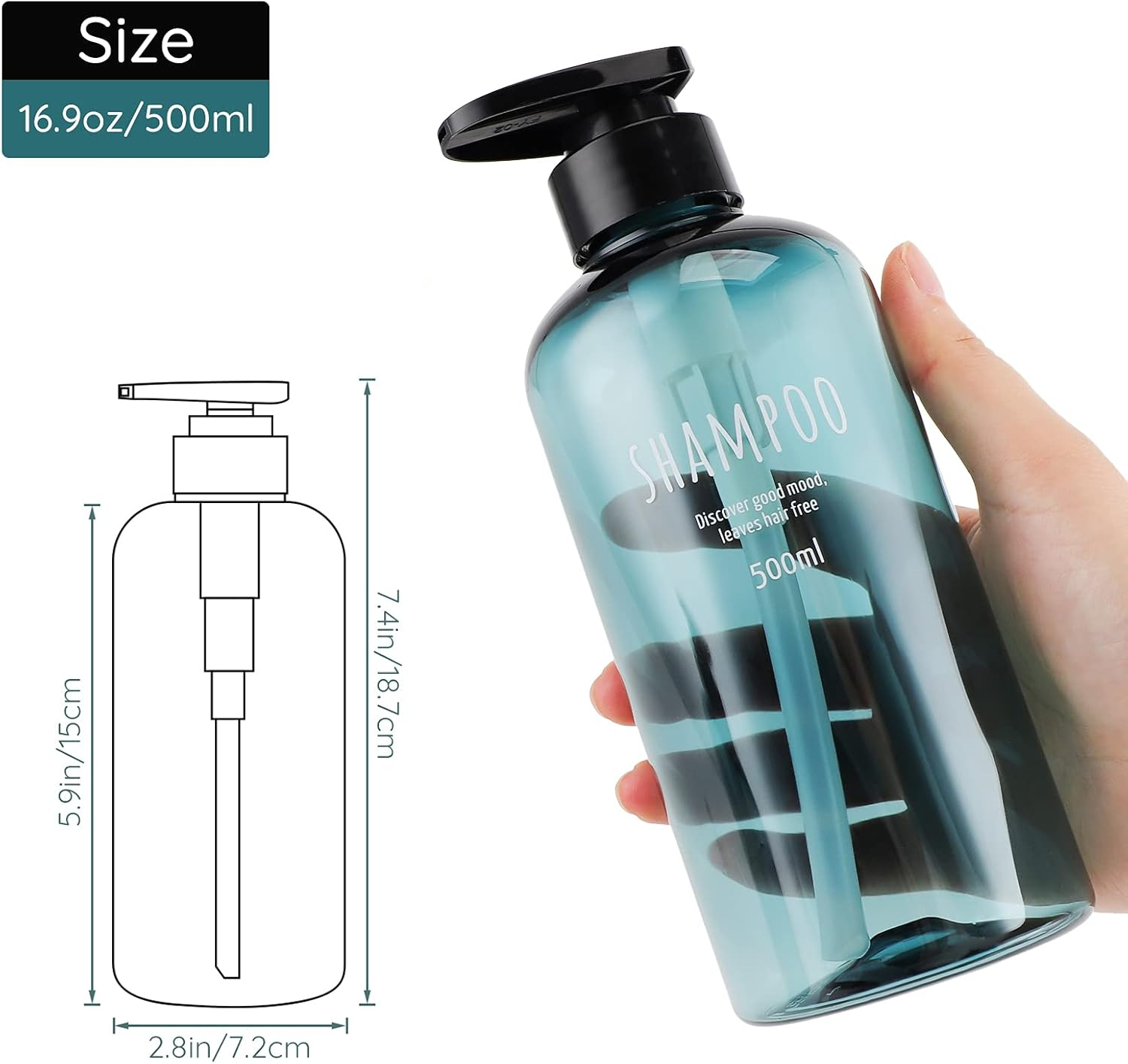 3Pcs Shower Bottles, Segbeauty 16.9Oz/500Ml Liquid Soap Dispenser for Bathroom Refillable Plastic Pump Bottles for Body Soap Shampoo Conditioner Shower Gel Hotel Bathroom image number 3