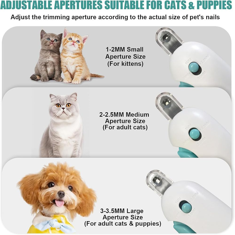 Cat Nail Clippers, Adjustable 4 Gear Pet Nail Trimmer with Safety Guard and Nail File,Easy Grooming Tool for Cats and Small Dogs,Prevents over Cutting and Pain (Professional Grade) image number 5
