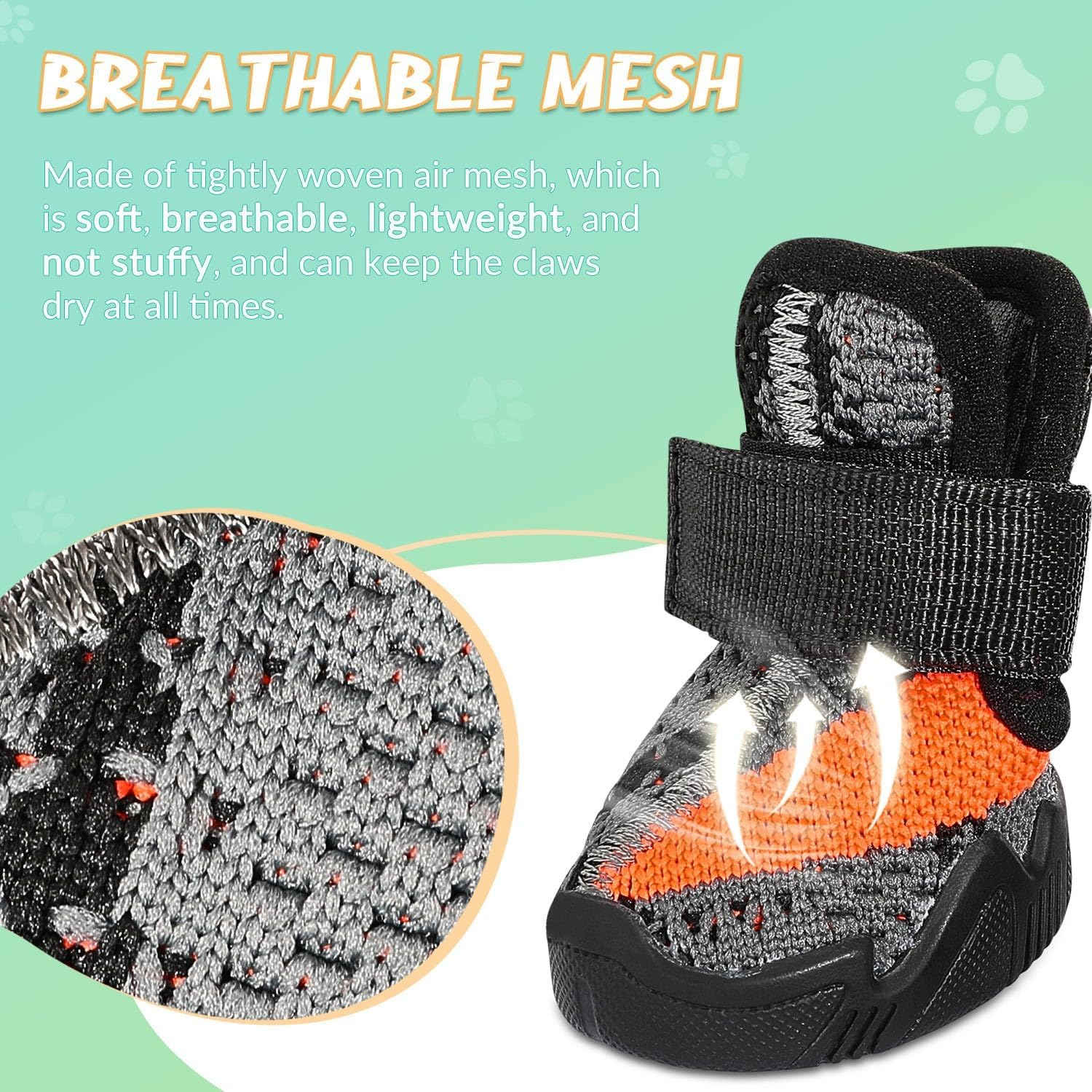 Slowton Dog Shoes for Small Dogs - 4PCS Breathable Dog Boots & Paw Protectors for Summer Hot Pavement with Rugged Anti-Slip Soles for Walking Running Hiking image number 4