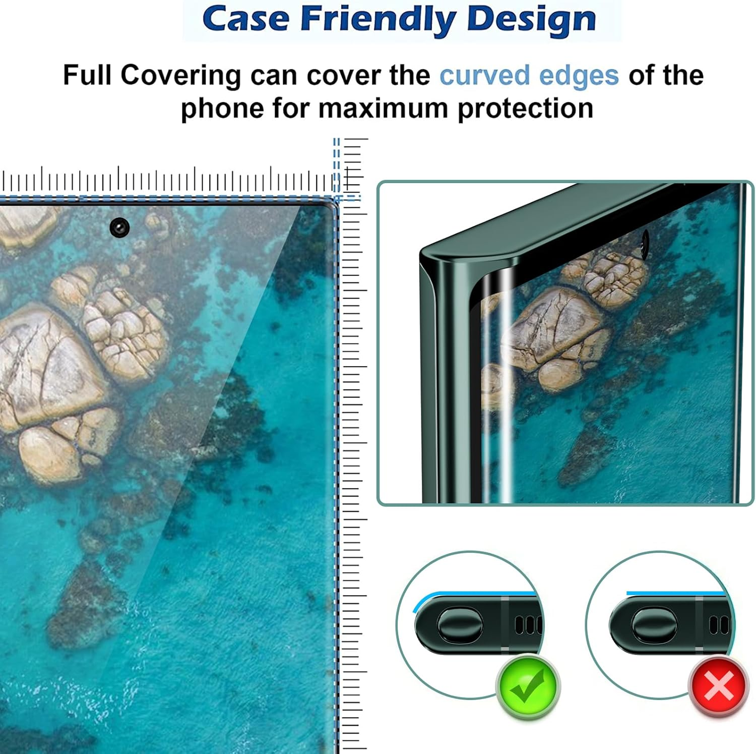 Hendlent [2+2 Pack] Galaxy S23 Ultra Screen Protector, 9H Tempered Glass, Ultrasonic Fingerprint Support, 3D Curved, HD Clear Scratch Resistant for Samsung Galaxy S23 Ultra 5G Glass Screen Protector - S23Ultra-Hd- image number 6