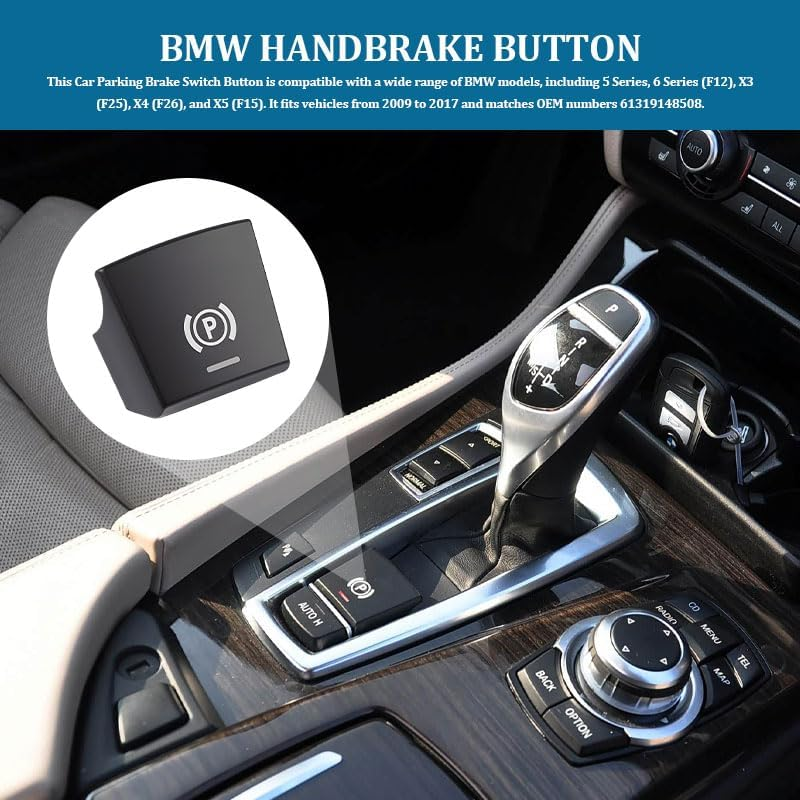 Car Handbrake Switch Button, Electronic Parking Brake Parking Key P Gear Button Cover for BMW X5 X6 E70 E71 E72 2014,5/7 Series F02 2009-2014 image number 2