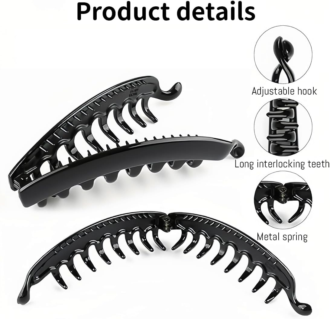 JEYORZY Pack of 3 Banana Clips, Banana Hair Clip, Vintage Banana Clip, Ponytail Hair Clip, Thick Hair, French Banana Clip Combs, Retro Female Hair Accessory image number 4