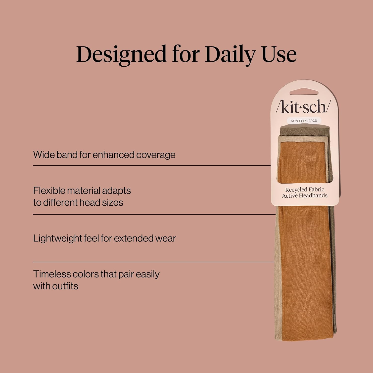 Kitsch Wide Headbands for Women - Fashion Sports Headband for Workout, Yoga, Gym, Running, Exercise | Stretchy Head Bands for Women&rsquo;S Hair | Hair Accessories for Women