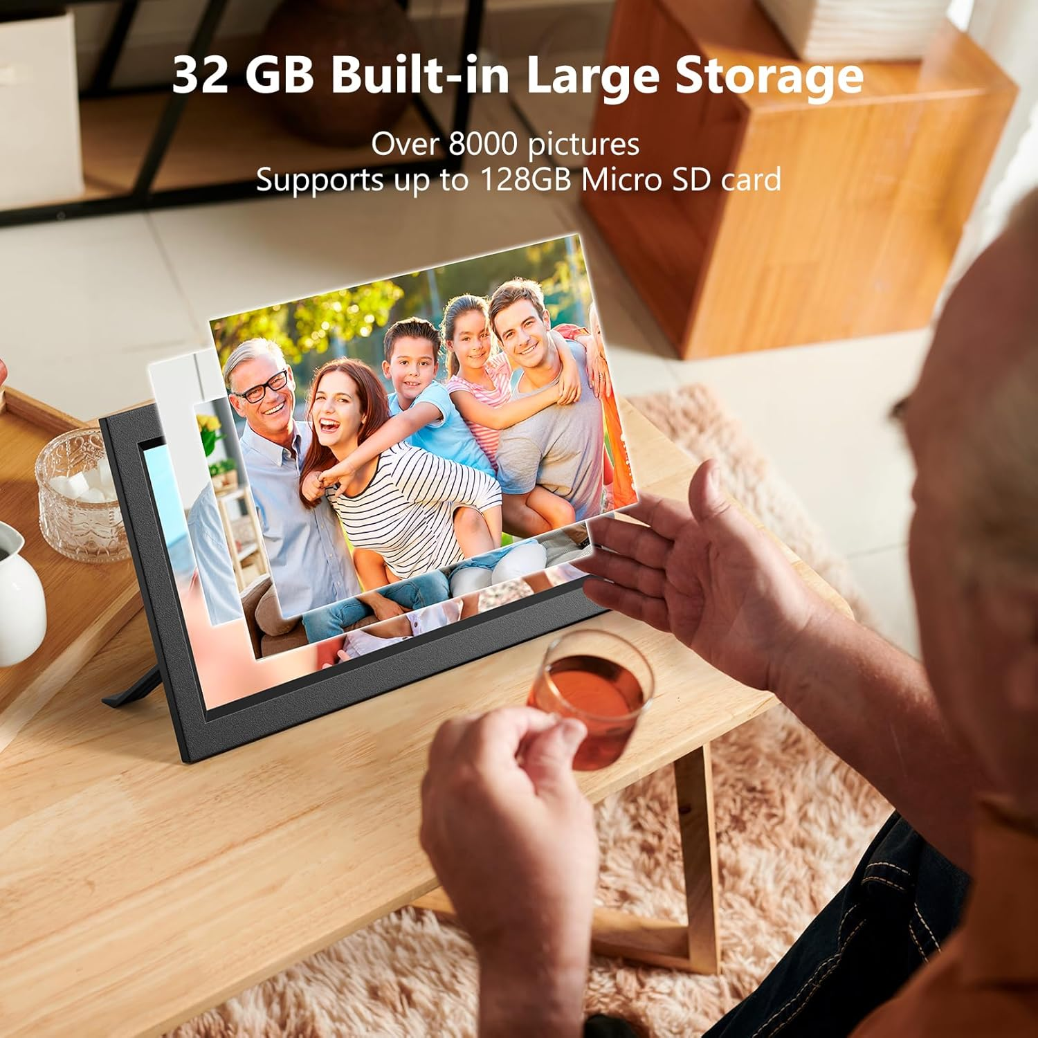 Digital Photo Frame Wifi, 15.6 Inch Smart Cloud Digital Picture Frame with IPS LCD Touch Screen Display, 32GB Storage, Share Photos or Videos from Anywhere Anytime