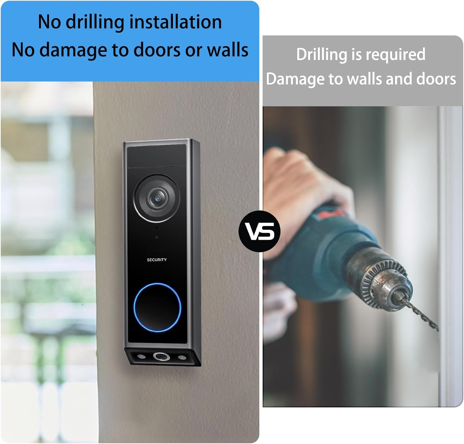 No Drill Doorbell Mount Double Sided Stick Tape Compatible with Eufy Doorbell E340/C31, Anti-Theft Door Mounting Bracket, 5 PCS Adhesive Door Mount and 1 Pcs Doorbell Key Replacement Tool image number 2