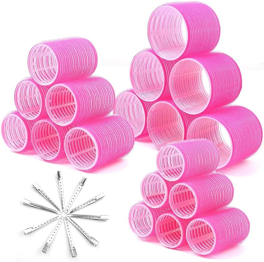 Rollers Hair Curlers Set, 28 Pcs Self Grip Rollers Set for Volume and Curls - 6.3Cm, 4.3Cm, 3.7Cm for Blowout Look Long Medium Short Thick Hair Volume image number 3
