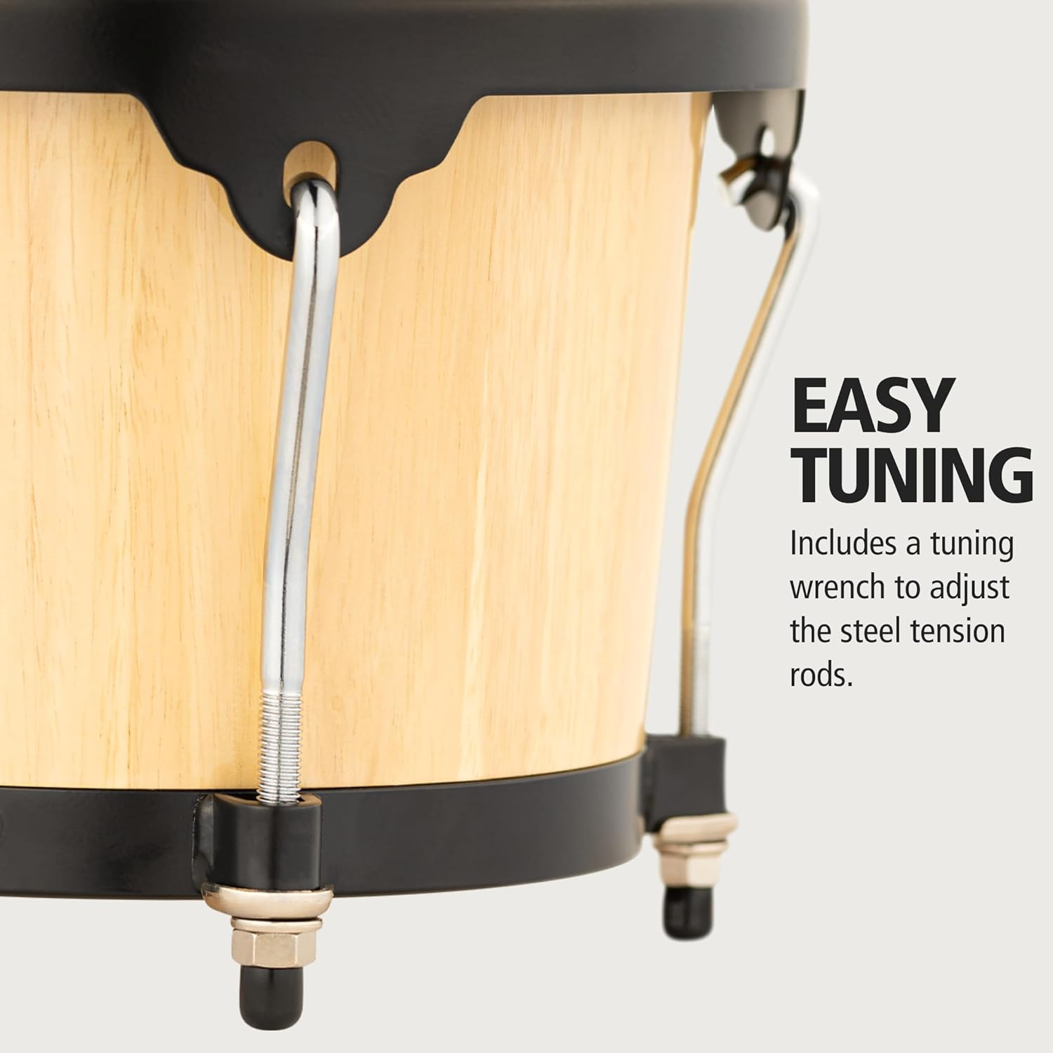 Meinl Percussion Bongos Hand Drum Set 6.75" and 8" with Hardwood Shells and Tuning Key &Acirc;&euro;&rdquo; NOT Made in China &Acirc;&euro;&rdquo; Headliner Series,, Natural (HB100NT) image number 4