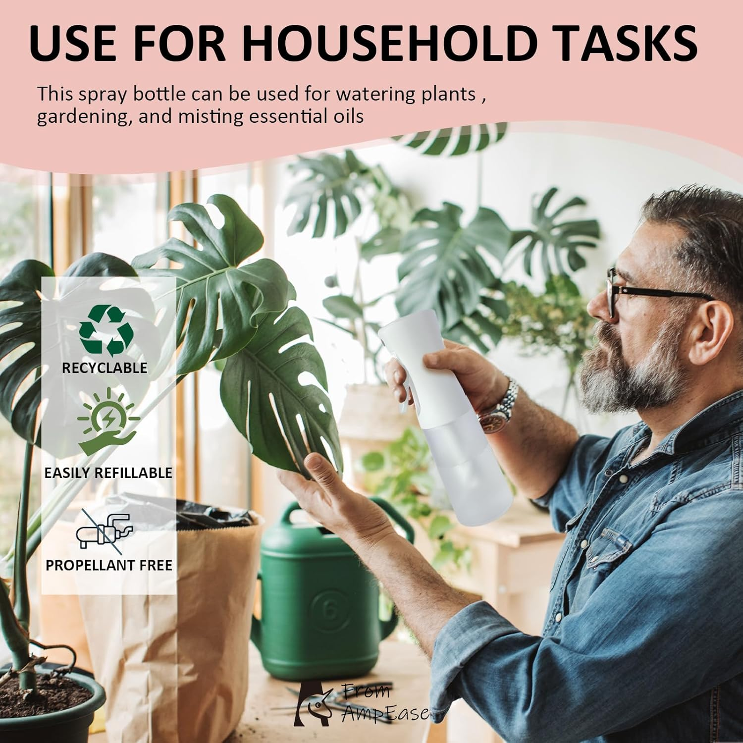 Continuous Spray Bottles - Ultra Fine Mist Sprayer Water Spray Bottle for Hair Mister Spray Bottle | Hair Spray Bottles for Hairstyling, Cleaning, Plants, Salons 200 ML (Matte White) image number 6