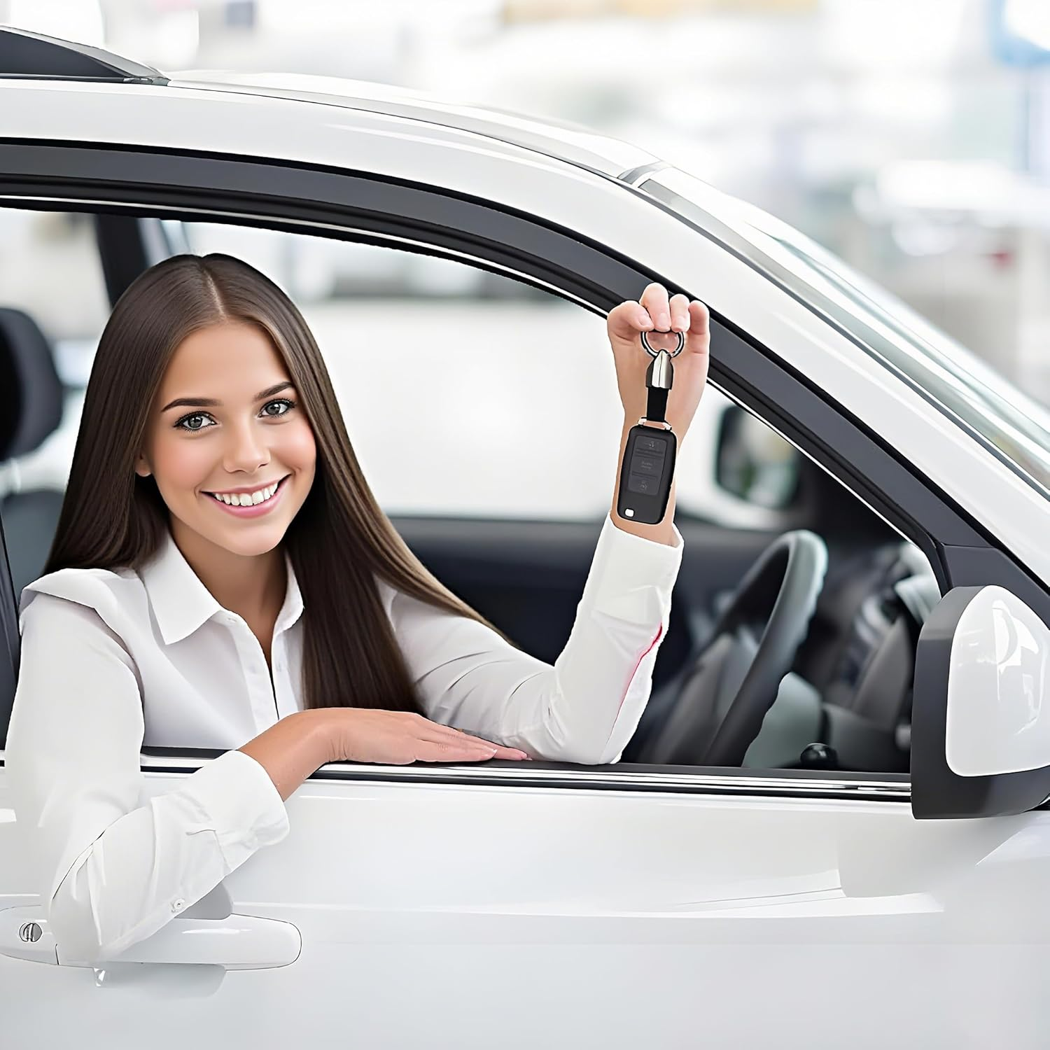 Leather Car Key Chain Clip with Zinc Alloy Buckle and Keyrings - Multifunctional Key Fob Holder for Men and Women. image number 3