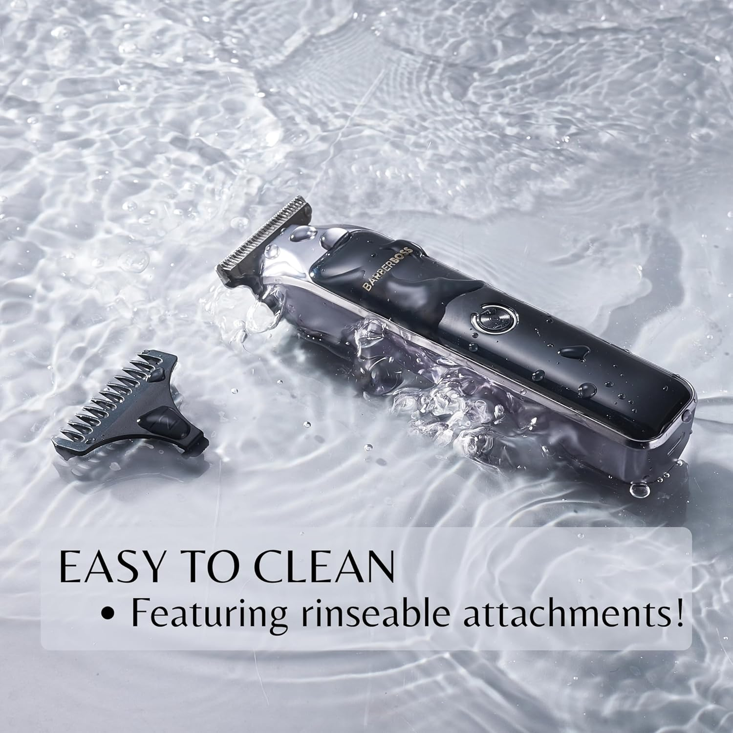 Barberboss Cordless Hair Trimmer for Men, Beard T Blade Grooming, Waterproof Grooming Kit with 4 Guide Combs, LCD Display, USB Fast Charge, Face and Body Hair Trimmer image number 6