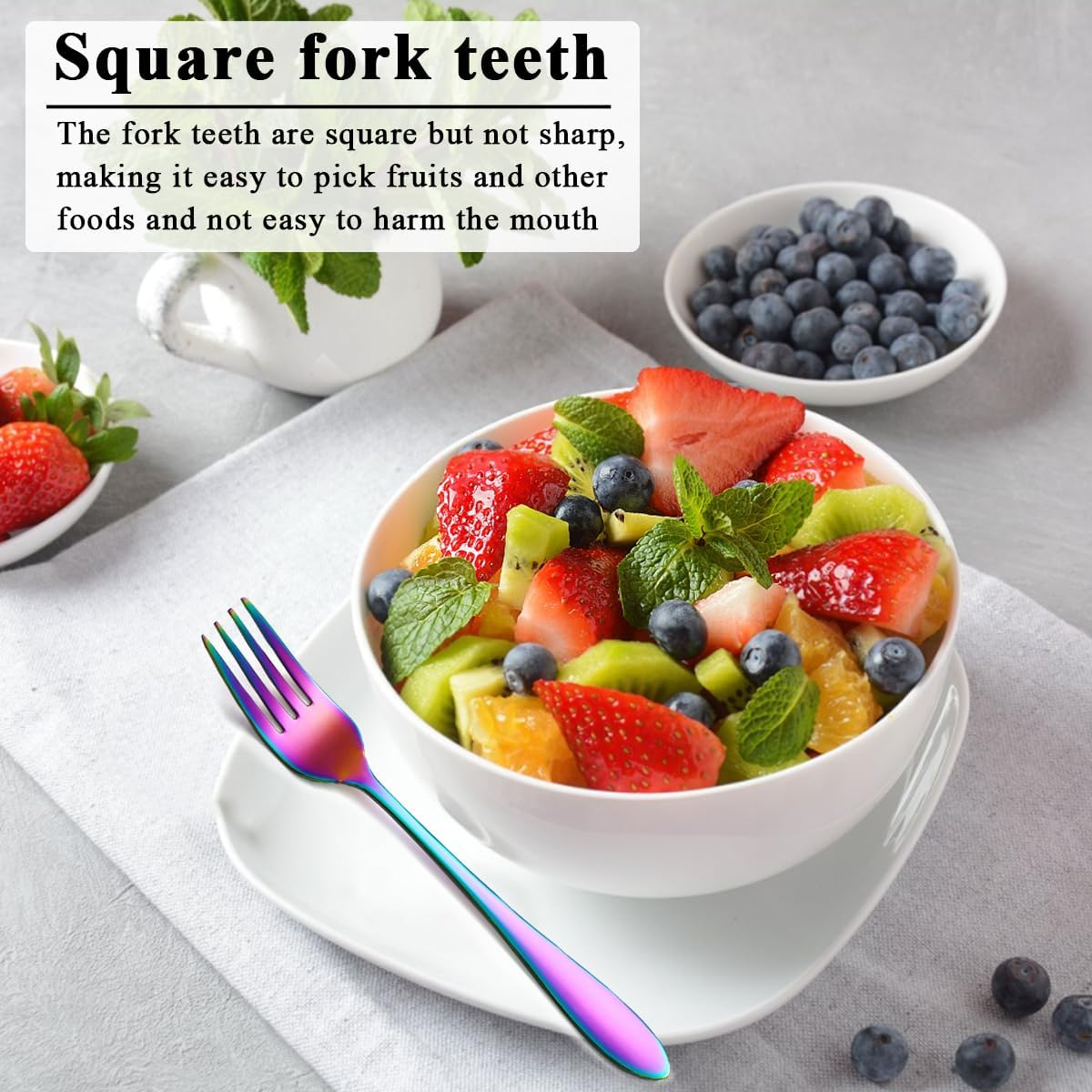 Reanea Cutlery Set 30 Pieces for 6 People Rainbow Cutlery Titanium Cutlery Set Includes Knives, Spoons, Forks, Teaspoons, Salad Forks, Salad Forks, Dishwasher Safe image number 1