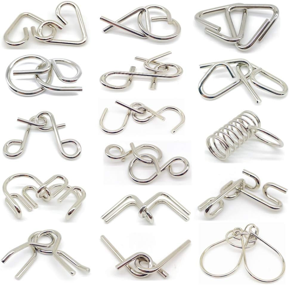 Guaishou Brain Teasers with the Puzzles 21Pcs Unlock Interlock Game IQ Test Toy 3D Wooden and Metal for Party Favor Kids Adults Challenge image number 1