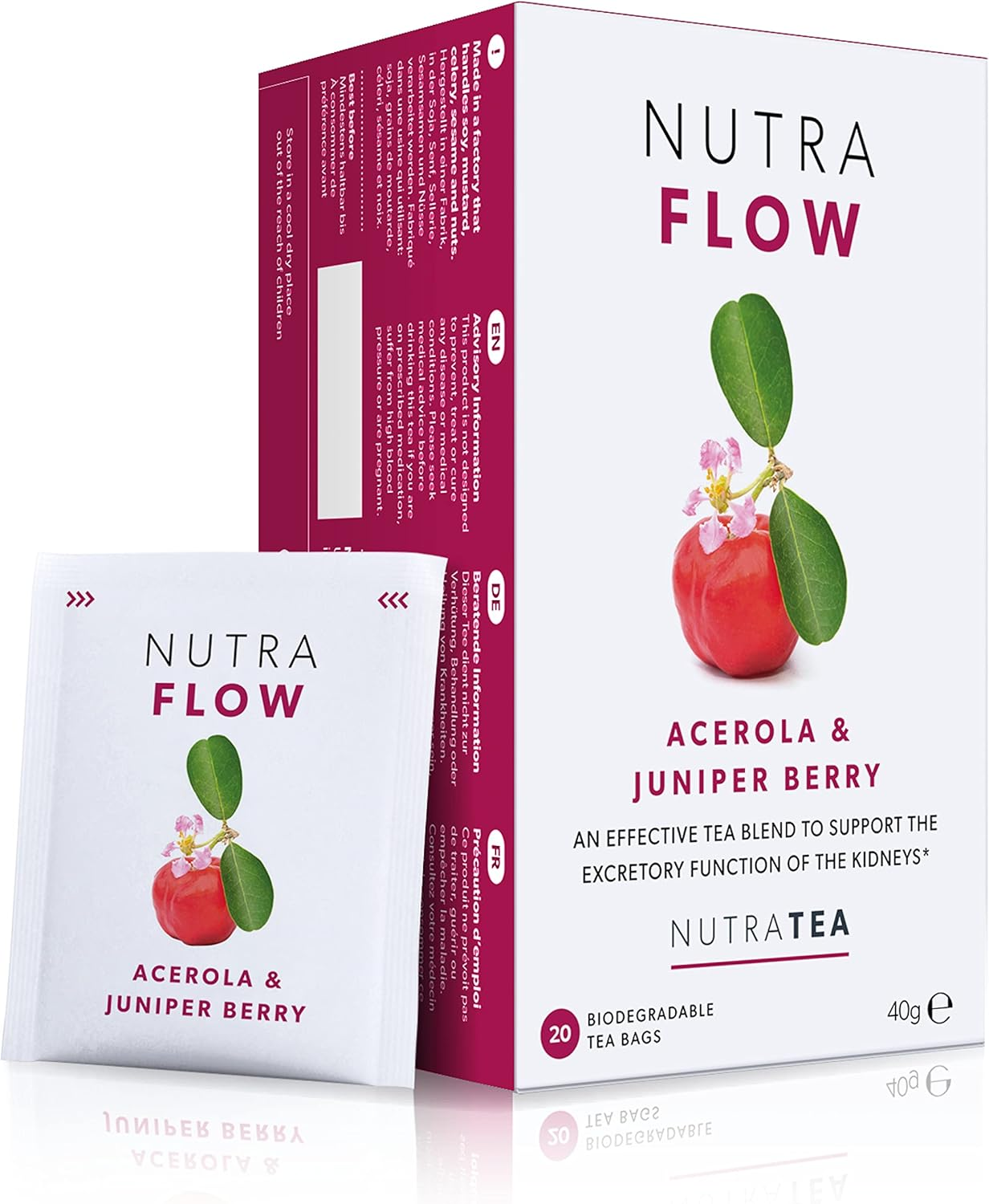 Nutratea NUTRAFLOW - UTI Tea | Urinary Infection Tea | Cystitis Teas - Eases Discomfort within the Urinary Tract - Includes Cranberry, Uva Ursi & Goldenseal - 20 Individually Wrapped Bags - Herbal Teas - (1 Pack) image number 2