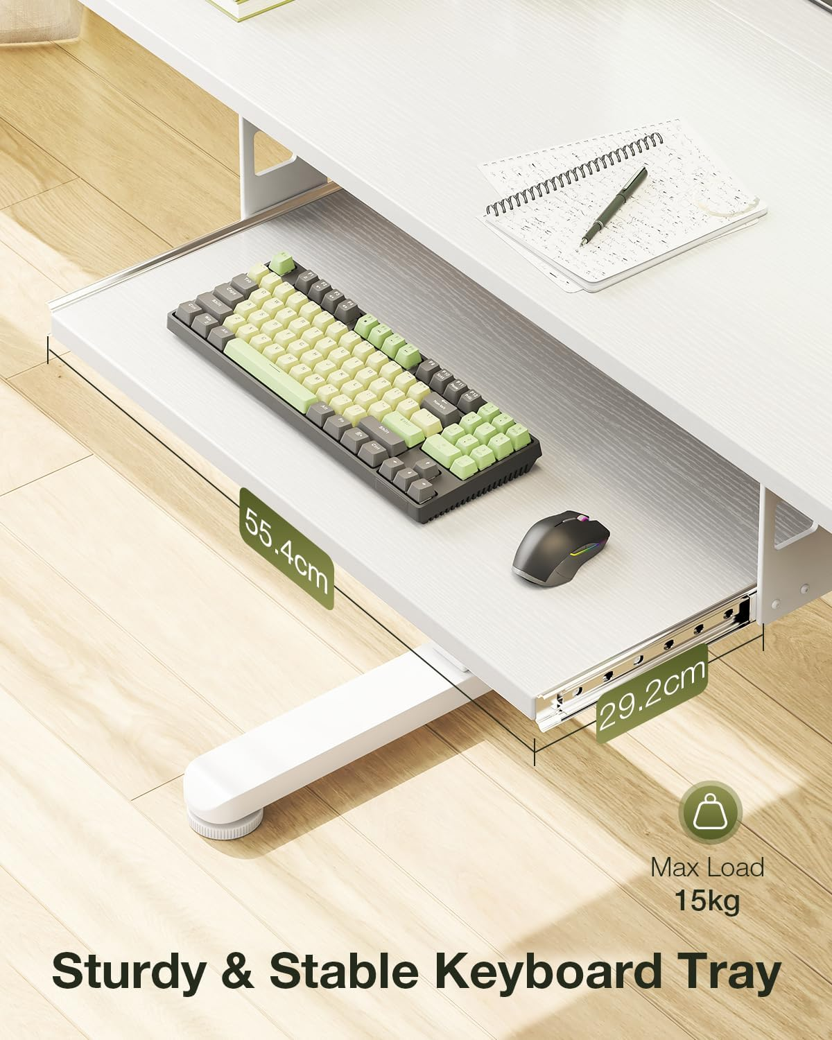 ODK Electric Standing Desk with Keyboard Tray & Memory Control,72-118Cm Height Adjustable Sit Stand Desk,Ergonomic Computer Desk for Home Office,100 * 50Cm,White image number 4