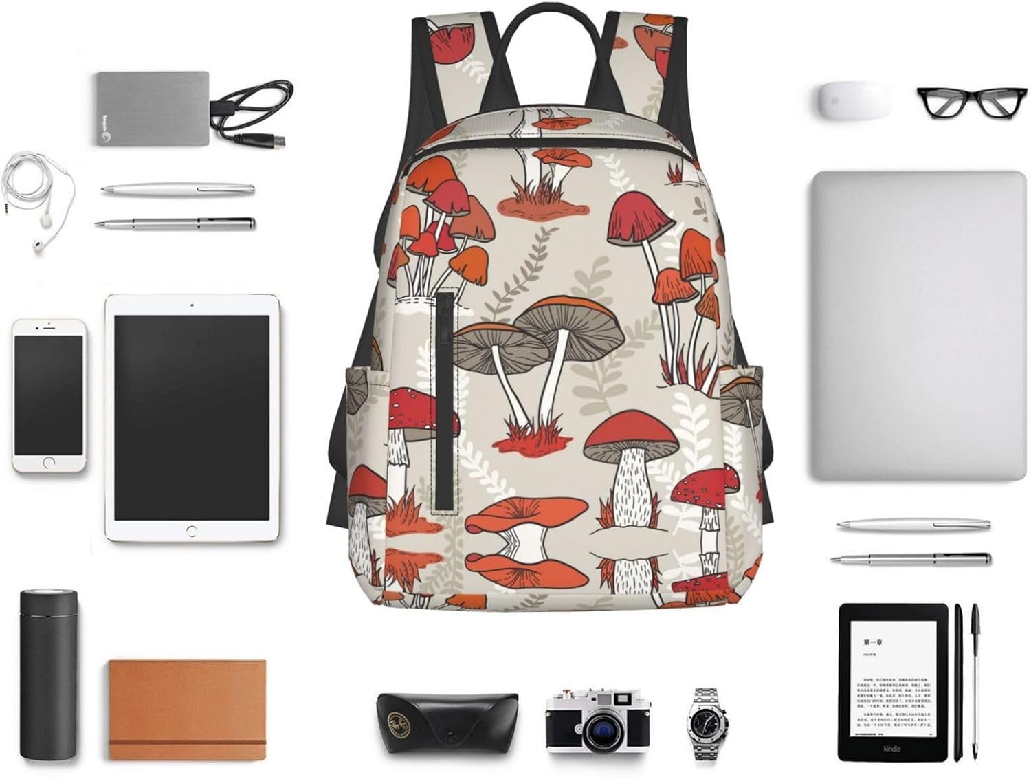 Obabo Black White Cow Light Leisure Backpack,Laptop Backpack,Travel Bags,Multi-Purpose Backpack,Unisex,Portable,Comfort image number 3