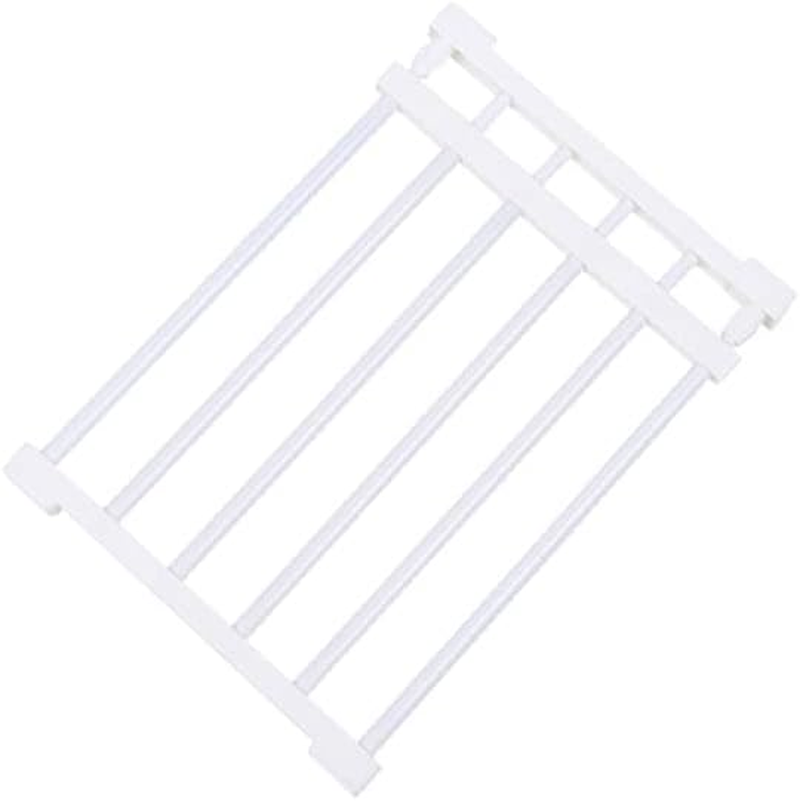 AIMALL Adjustable Rack Hanger Rod Shelf Closet Kitchen Organiser Separator - White Plastic, Space-Saving Design, Ideal for Shoes & Accessories image number 2