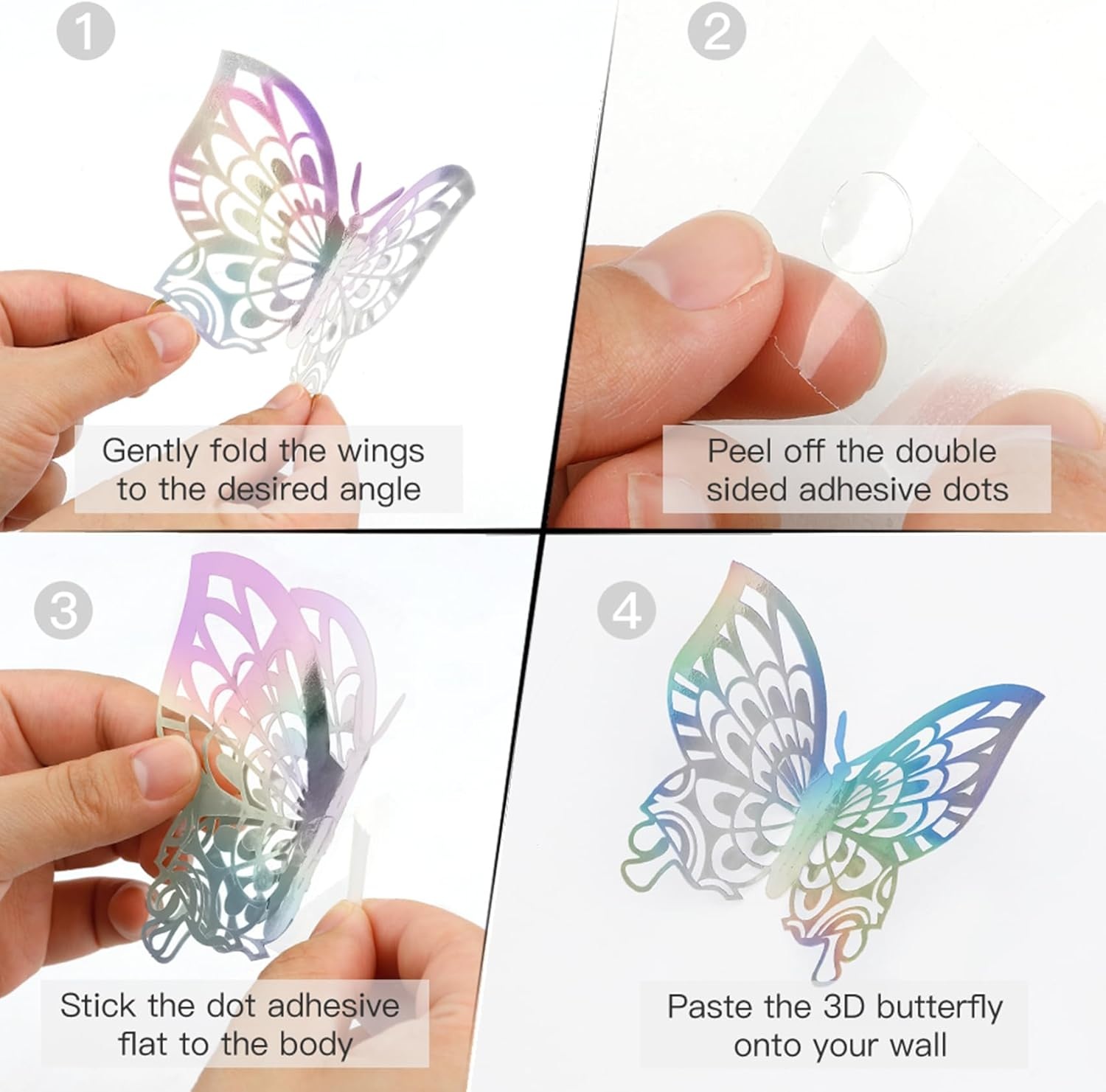 3D Butterfly Wall Decor,White Butterfly Decorations,3 Size Removable Butterflies with 72 Dot Glue for Nursery Wall,For Birthday Party Cake Decorations,Bedroom Living Study Bathroom Wedding Decors