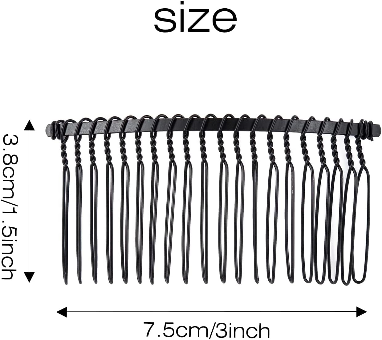 20Pcs Metal Wire Hair Clip Combs Headpiece Bridal Combs Wedding Hair Combs Decoration 20 Teeth Black Metal Side Hair Combs image number 6