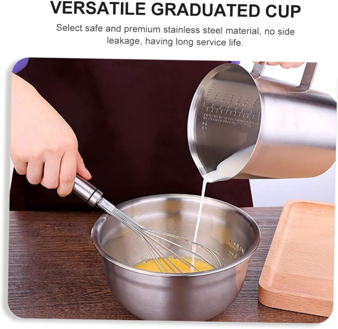 Zerodeko 1Pc Graduated Measuring Cup Dry Measuring Espresso Milk Frothing Cup Frothing Serving Pitcher Milk Frothing Pitcher Stainless Tea Kettle Teapot Stainless Steel Coffee Kitchen Scale image number 6