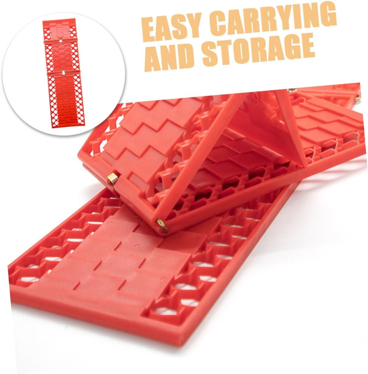 Foldable 2Pcs Car Traction Boards Set for Off-Road Recovery, Mud and Snow Anti-Slip Escape Mats, Portable Vehicle Emergency Rescue Accessories