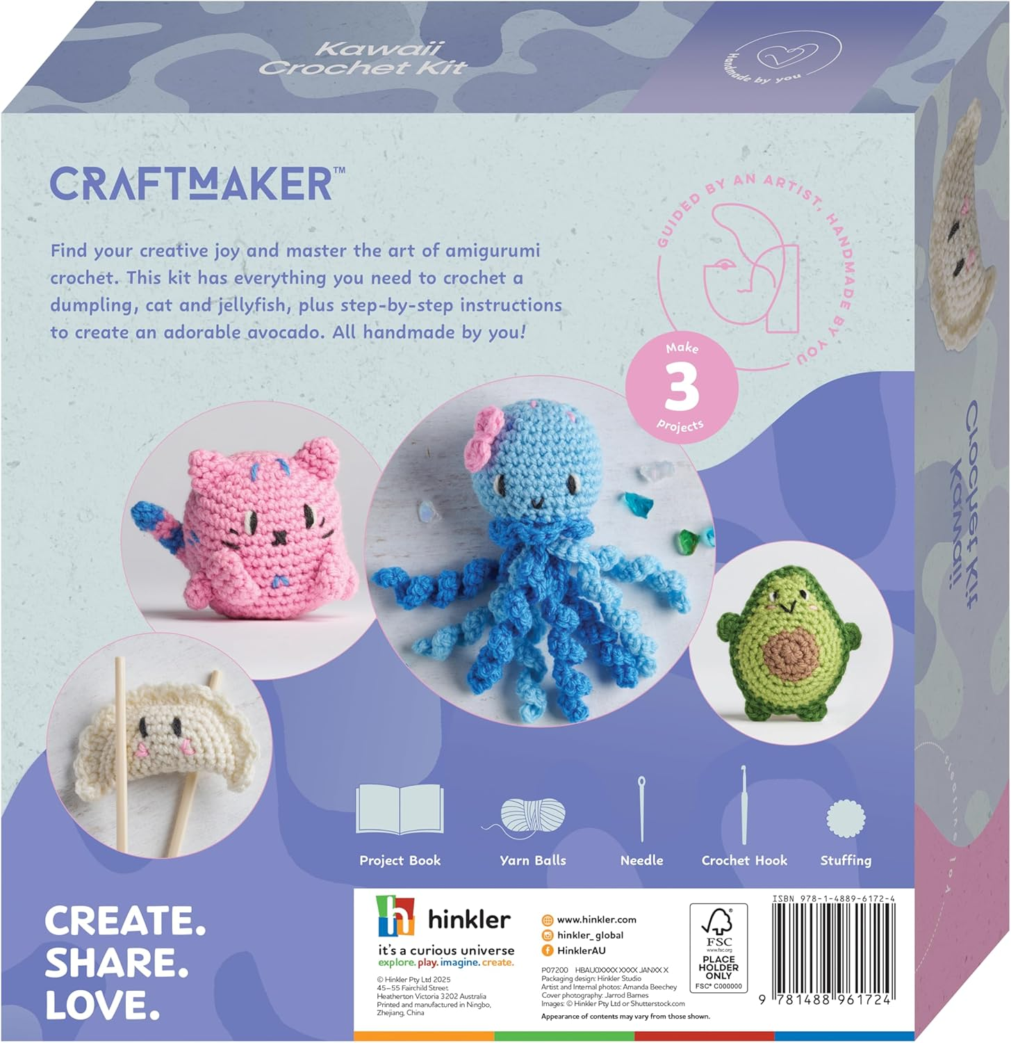 Craft Maker Kawaii Crochet Kit &ndash; DIY Crochet Projects for Beginners &ndash; Create Cute & Colorful Kawaii Characters &ndash; Includes Yarn, Hooks & Instructions image number 6