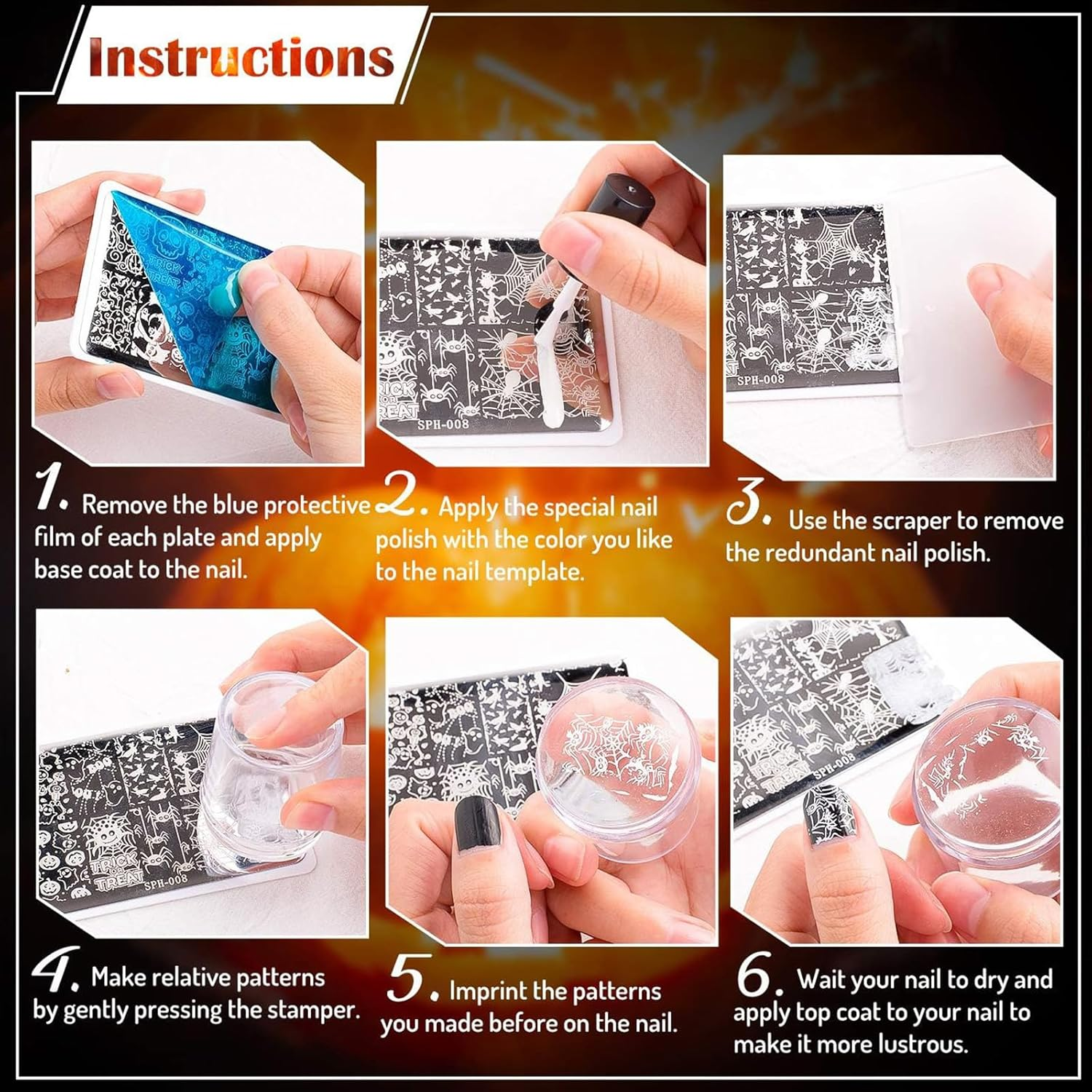 Jarthenaamcs 4Pcs Bee Nail Plates Stamping Set Honeycomb Floral Stamp Templates Nail Art Plates for Spring Summer DIY Print Manicure Salon Design