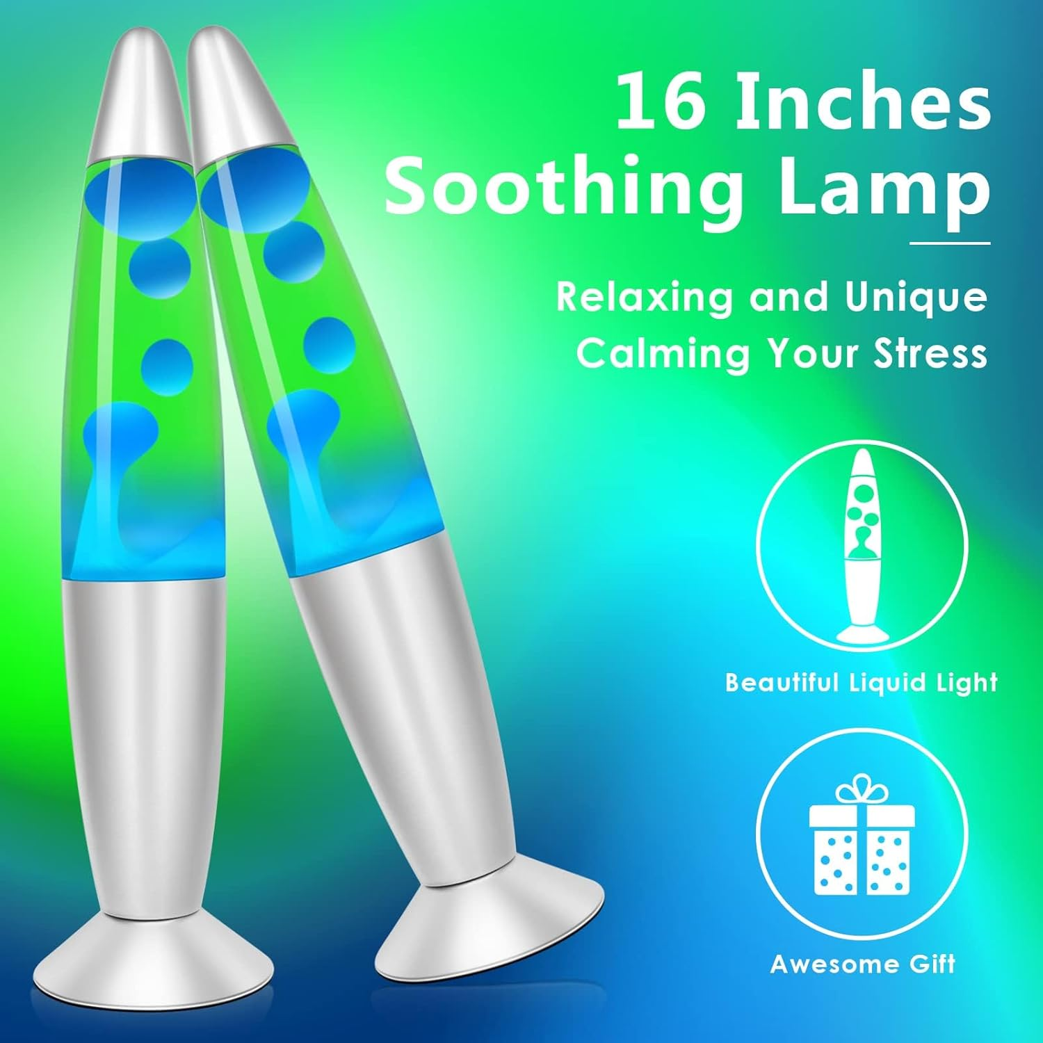 Lava Lamp,Beautiful Magma Lamp Green and Blue 16Inches for Kids and Adults- Boys Beautiful Liquid Motion Lamp Night Lights with Green Liquid Blue Wax, Gifts for Teens Girls(Lava Original Lamp) image number 1
