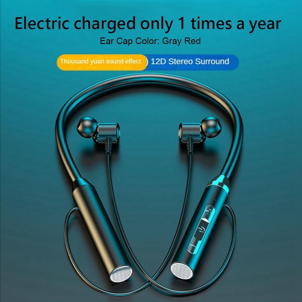 ISTOVO Wireless Bluetooth Headset Neck Type Stereo Noise Reduction Universal Plug-In Card Sport Ear Headset Mic,Blue