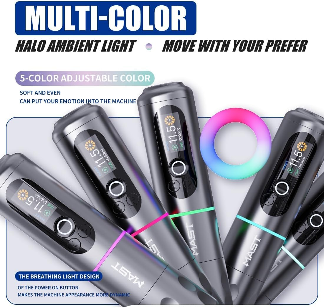 Mast A2 Wireless Tattoo Gun Pen Machine Rotary Mcore Power Motor Supply 5,000Mah Battery for 20 Hours Long Running Time image number 1