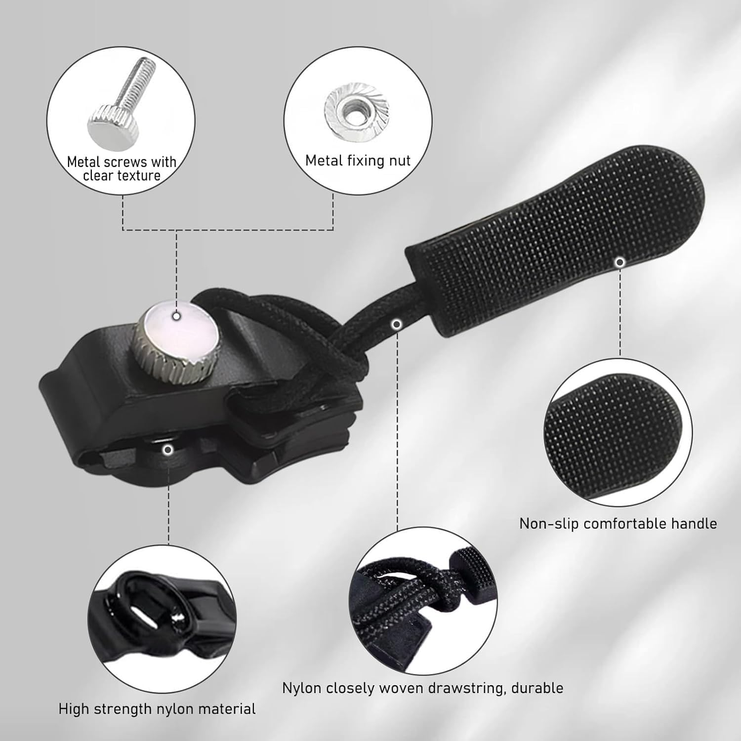 4 Pcs Fix Zip Puller, Instant Fix Zipper Repair Kit, Replacement Zip Slider for Jacket Backpack Luggage Sleeping Bag, Universal Instant Fix Zipper Repair Replacement Zip Slider image number 4