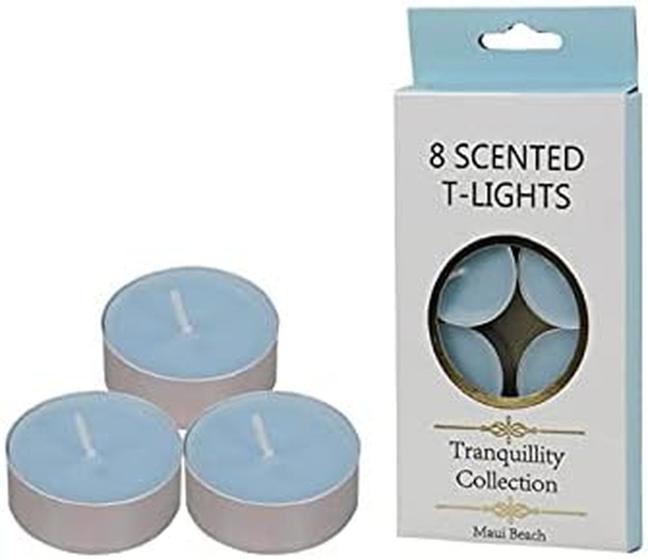 Tranquillity Collection Scented Tea Light Candle 8-Pieces, Maui Beach