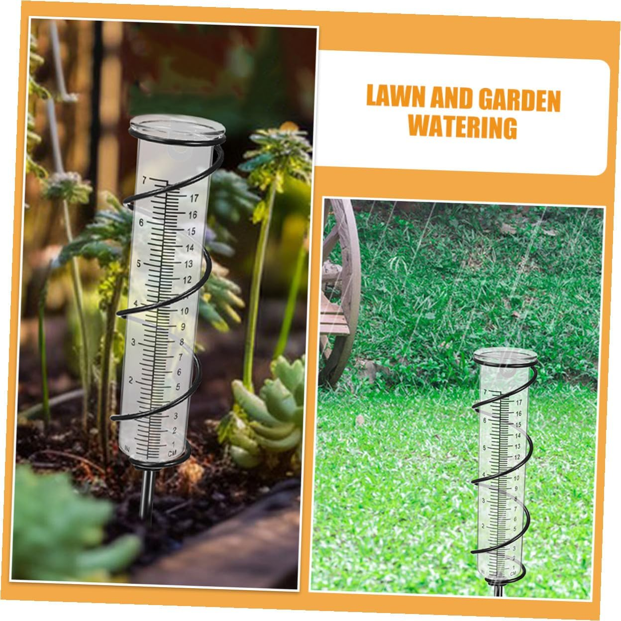 2Pcs Plastic Rain Gauge Tubes with Clear Scale Lightweight Portable Rain Measuring Tubes for Outdoor Garden Lawn image number 3
