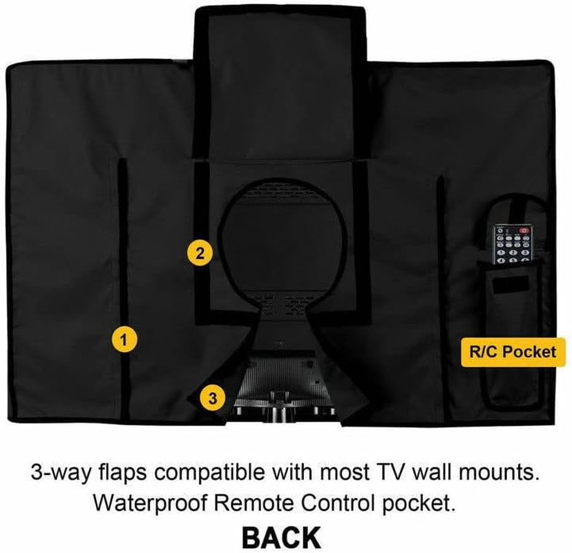 Leona Co Waterproof Outdoor TV Cover for 30-65 Inch TV with Bottom Cover, Dustproof and Weatherproof TV Screen Protectors with Remote Control Pocket for LED, LCD, OLED Flat Screen Tvs (For 55-58" TV) - For 30-32" Tv image number 5