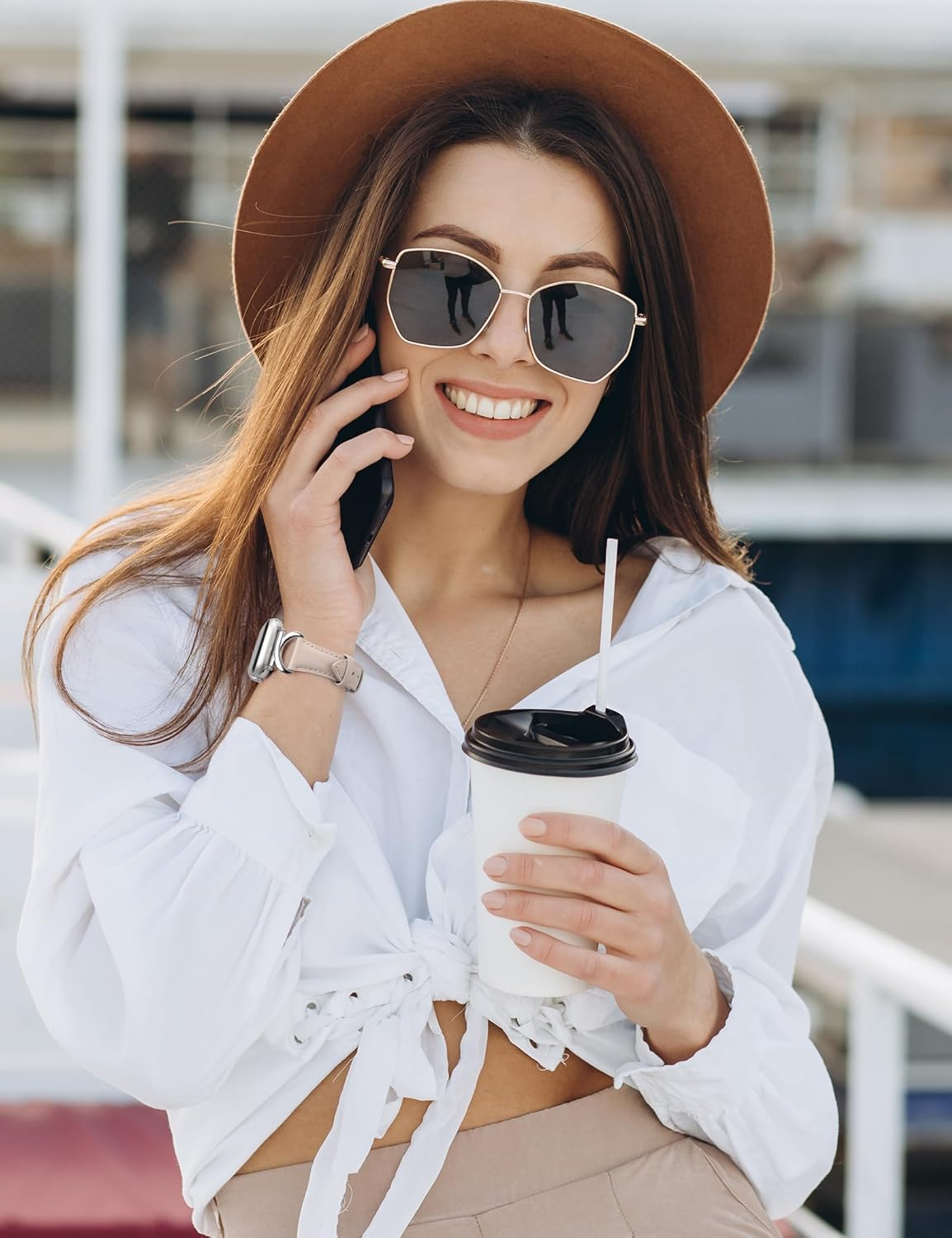 TOYOUTHS Compatible with Apple Watch Band 38/40/41/42/44/45/46/49Mm Women, Dressy C-Shaped Metal Buckle Leather Strap for Iwatch Band Series 11/10/9/8/7/6/5/4 Ultra SE 3/2/1 image number 5