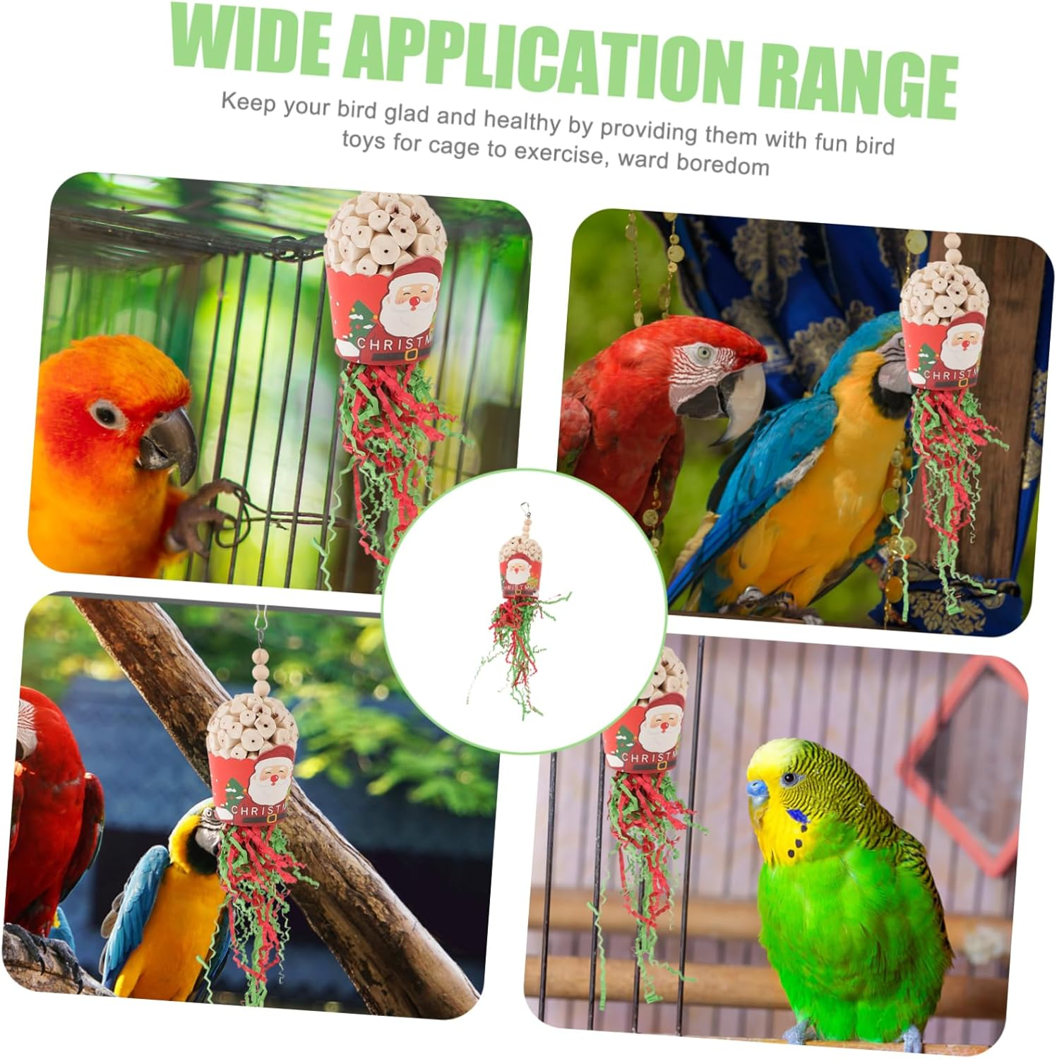 Toy Pet Cage Parrot Hanging Chewing Toy Christmas Birdcage Decor Bird Toys image number 3