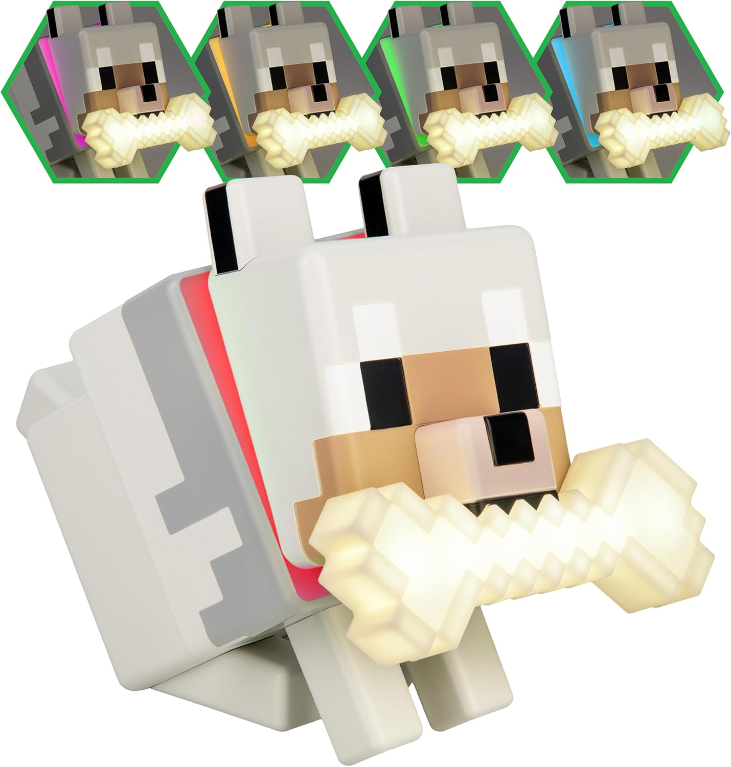 Paladone Minecraft Wolf Globuddies 3D Colour Changing Light, Officially Licensed LED Night Lamp, Tap to Change Colour, Gaming Merchandise, Battery Powered image number 2