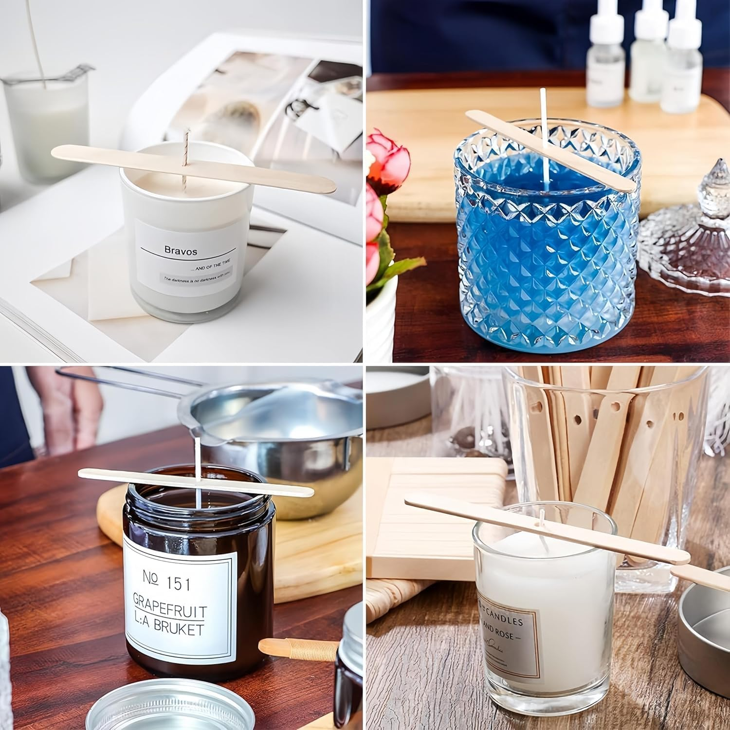 90Pcs Cotton Pre Waxed Candle Wicks with 10 Pcs Candle Wick Holders and 3 Sheets Dot Stickers,Candle Wicks for Making Candles image number 4