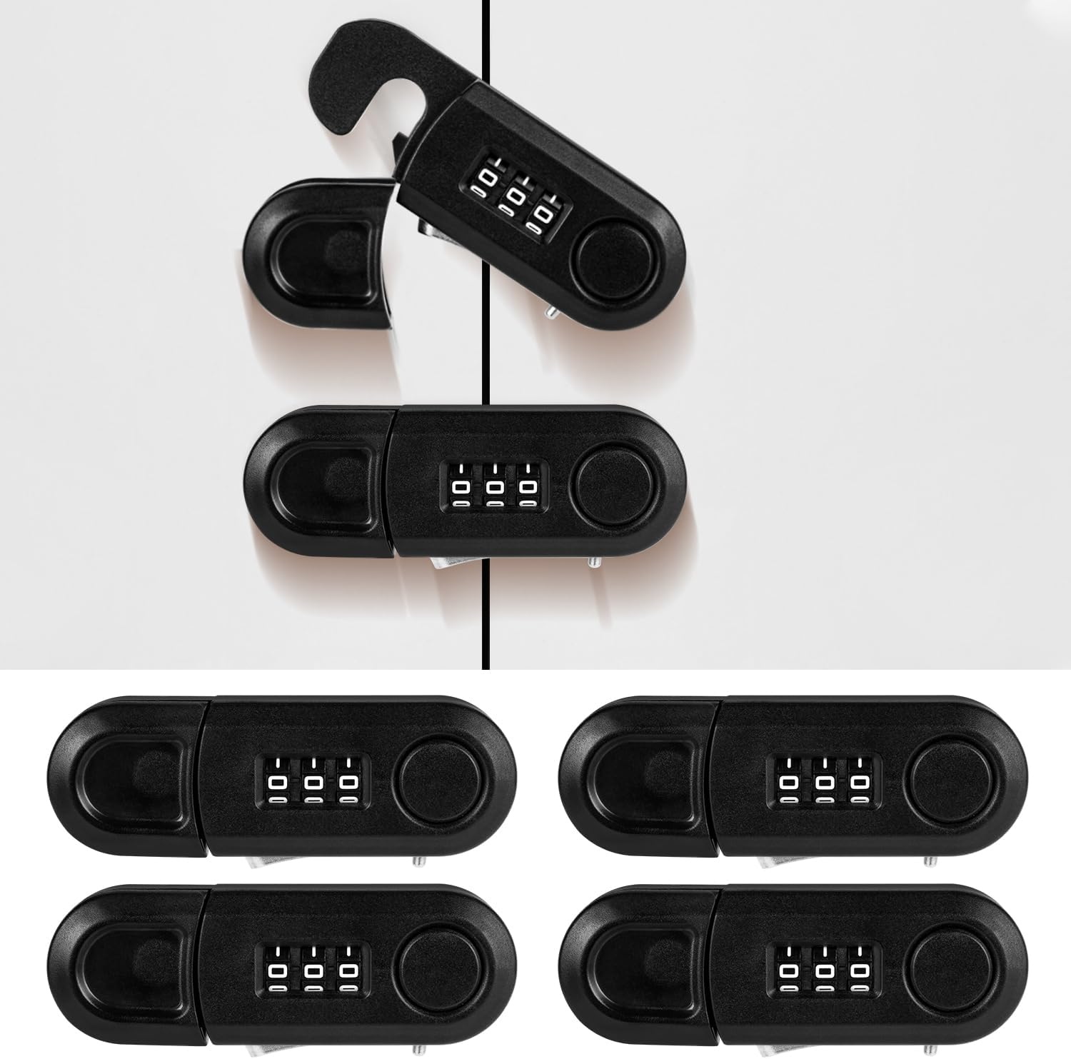 Cabinet Locks Baby Proofing 4 Pack Fridge Locks for Kids Child Proof Combination Freezer Door Lock for Knob Toddlers Kids Adults Safety Latches, No Tools or Drilling Need - Black image number 1