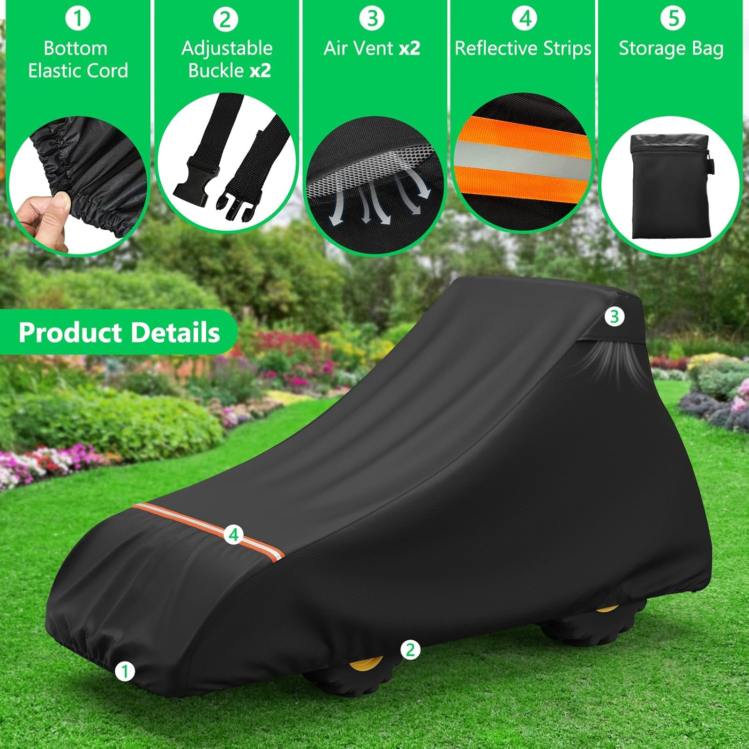 Akefit Tractor Cover,Tractor Covers Waterproof Heavy Duty,420D Oxford Waterproof, Dustproof, UV Protection Universal Tractor Cover with Reflective Strip,189.3''Lx76.3''Wx86.2''H image number 4