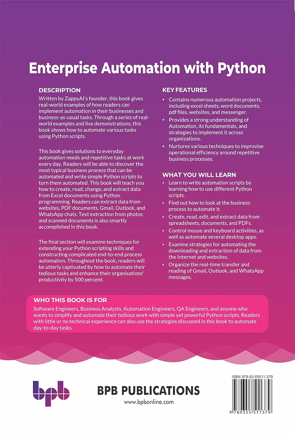 Enterprise Automation with Python: Automate Excel, Web, Documents, Emails, and Various Workloads with Easy-To-Code Python Scripts (English Edition)