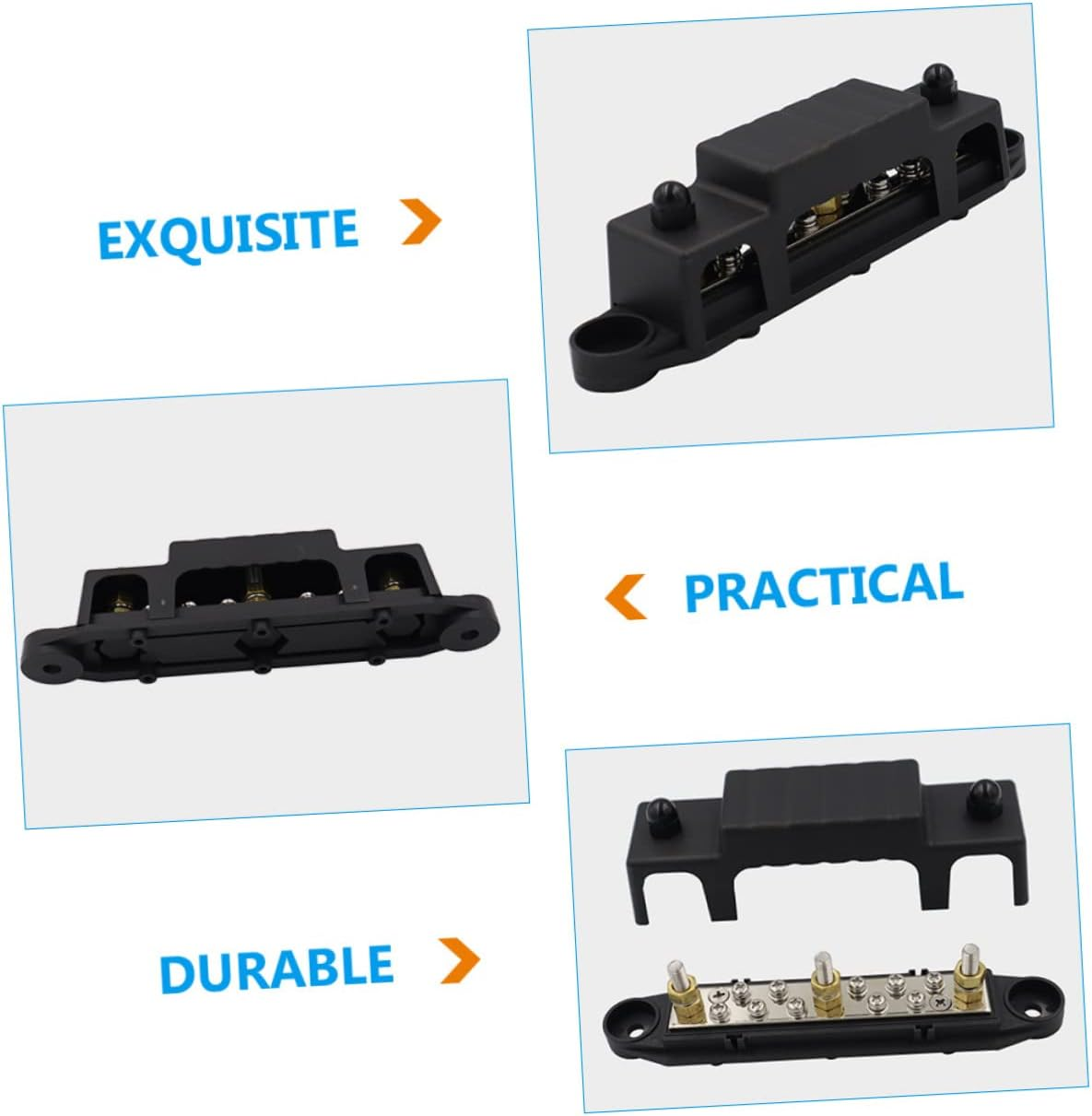 KONTONTY 1 Set Terminal Bus Bar Power Distribution Block with Terminal Studs Insulated Junction Box for Automotive Rv Boat and Solar Din Rail Compatible image number 6