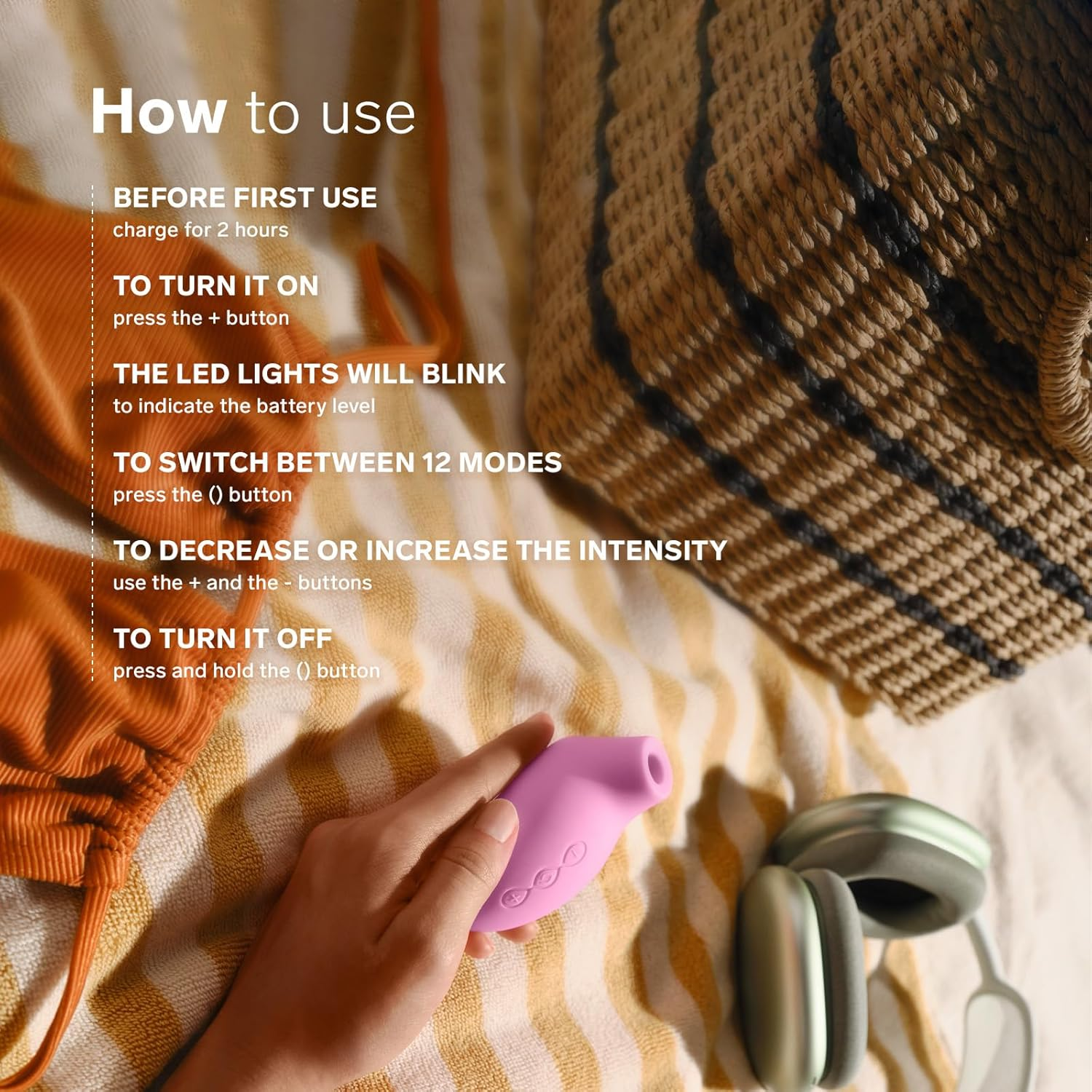 LELO SONA 2 Travel Size Female Vibrator, Mini Vibrator for Women with 12 Pleasure Settings and Sonic Wave Technology, Purple image number 3