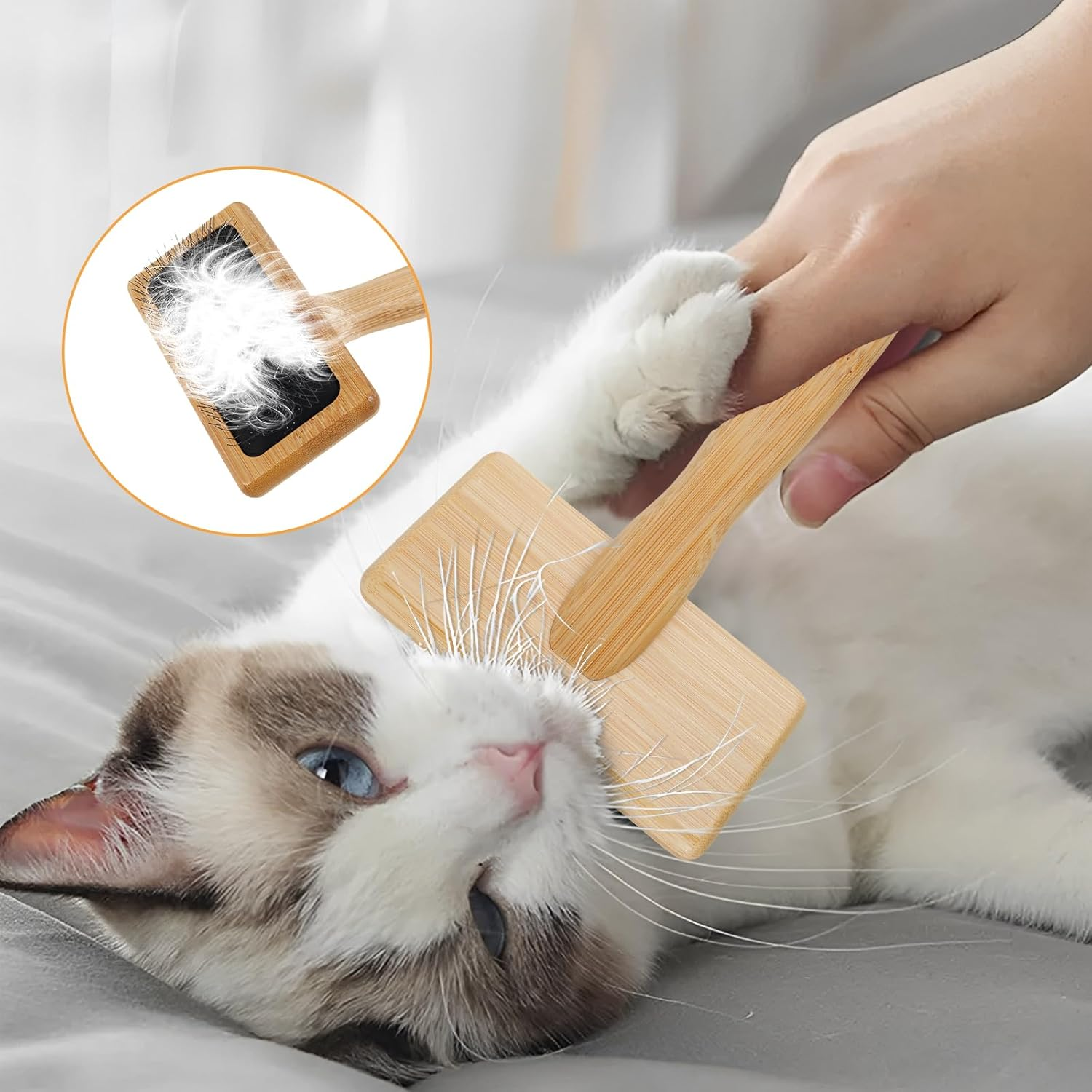 2Pcs Self-Cleaning Slicker Brush for Dog & Cat, Pets Grooming Comb Kit,Pet Massage Brushes,Stainless Steel Pet Hair Combs Removes Tangles Loose,Multipurpose Tassel Grooming Tool for Knitting Cord Rope image number 1